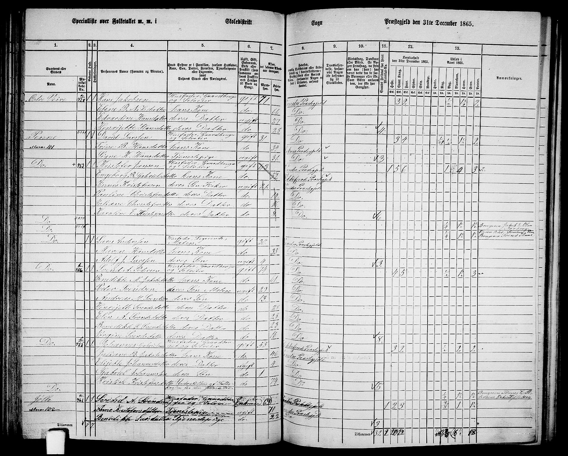 RA, 1865 census for Vanse/Vanse og Farsund, 1865, p. 147