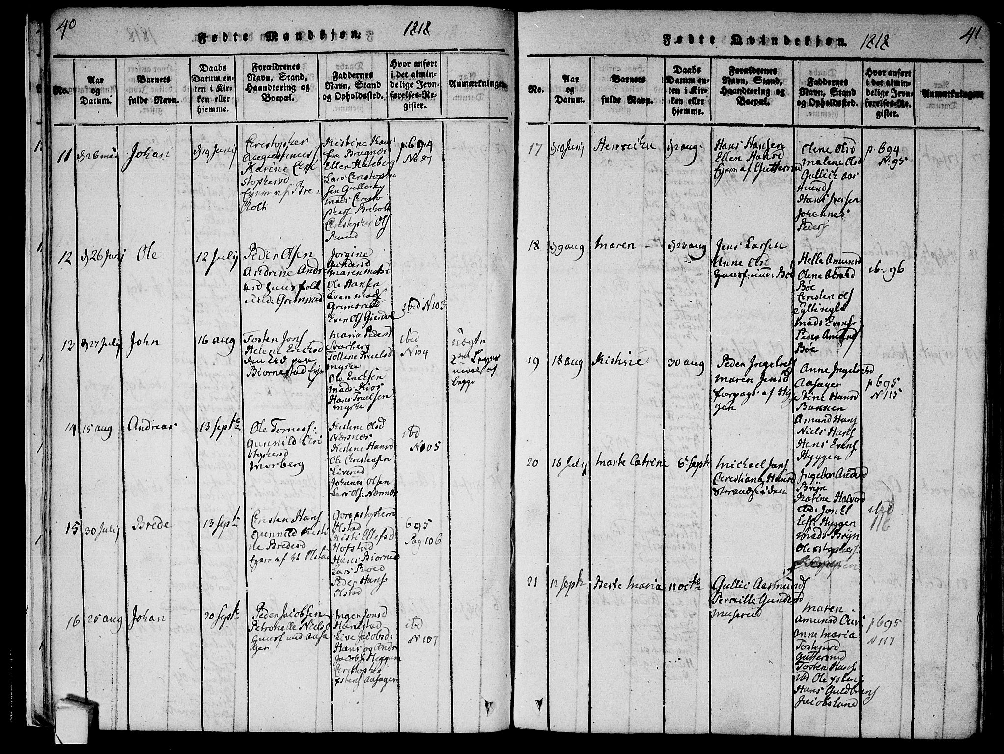 Røyken kirkebøker, AV/SAKO-A-241/F/Fa/L0004: Parish register (official) no. 4, 1814-1832, p. 40-41