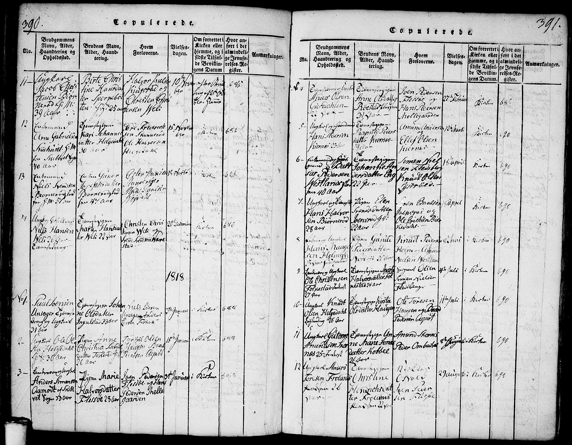 Våler prestekontor Kirkebøker, AV/SAO-A-11083/F/Fa/L0005: Parish register (official) no. I 5, 1815-1839, p. 390-391