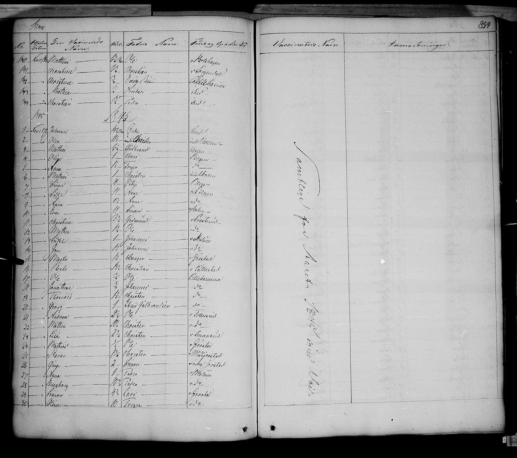 Fåberg prestekontor, SAH/PREST-086/H/Ha/Haa/L0005: Parish register (official) no. 5, 1836-1854, p. 853-854