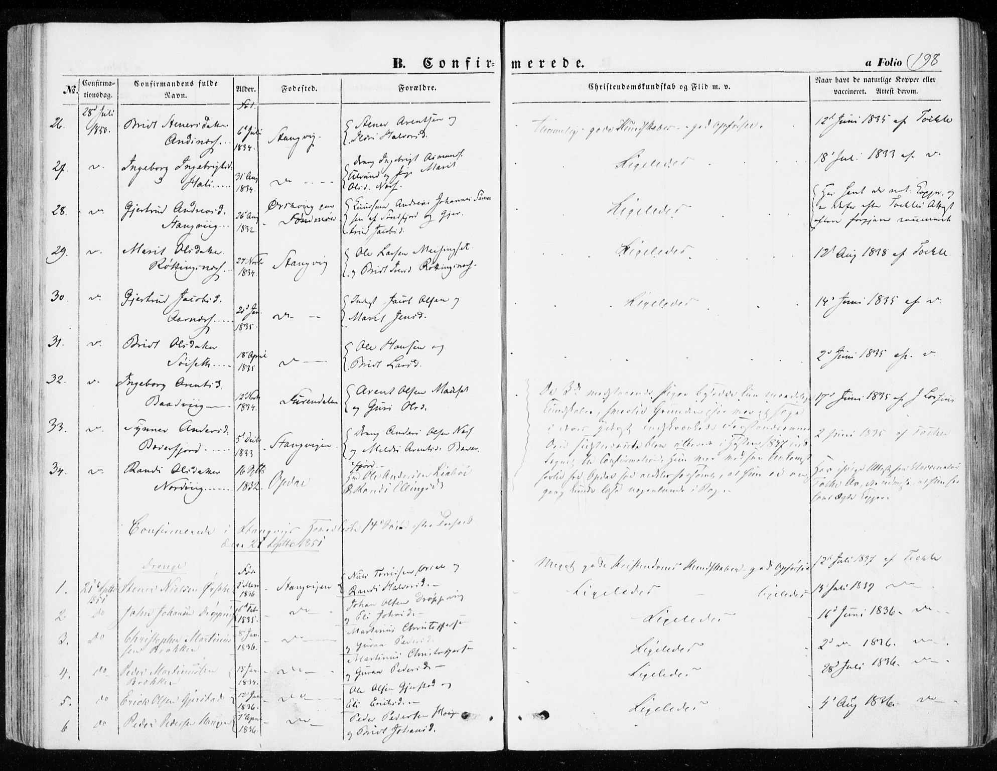 Ministerialprotokoller, klokkerbøker og fødselsregistre - Møre og Romsdal, SAT/A-1454/592/L1026: Parish register (official) no. 592A04, 1849-1867, p. 198