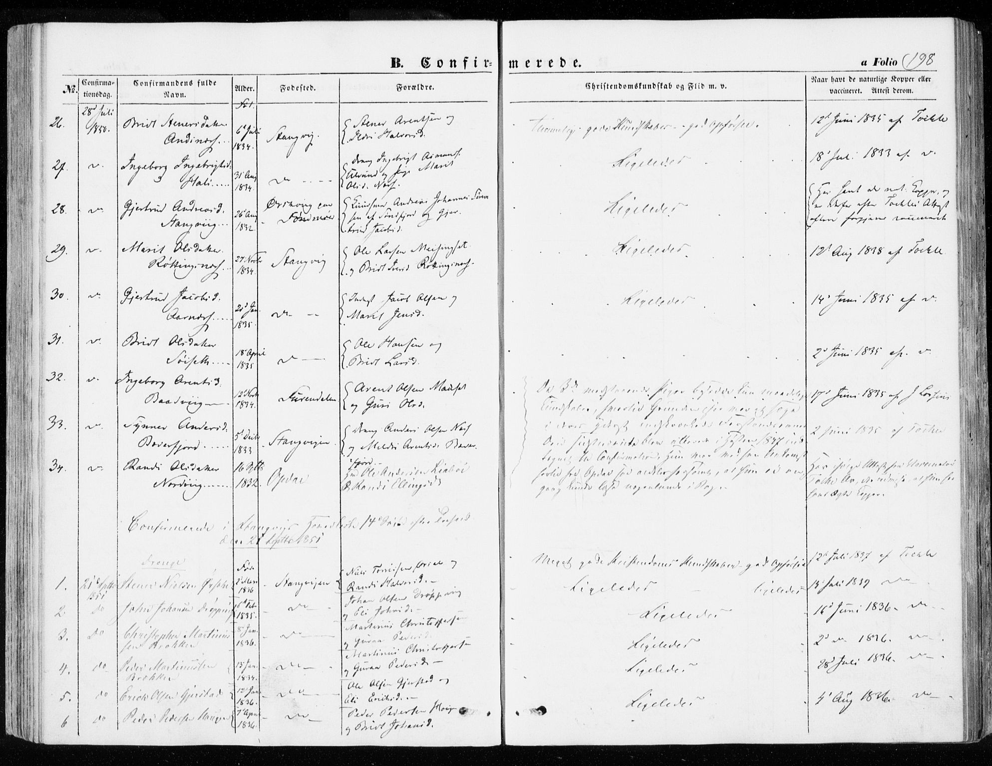 Ministerialprotokoller, klokkerbøker og fødselsregistre - Møre og Romsdal, AV/SAT-A-1454/592/L1026: Parish register (official) no. 592A04, 1849-1867, p. 198