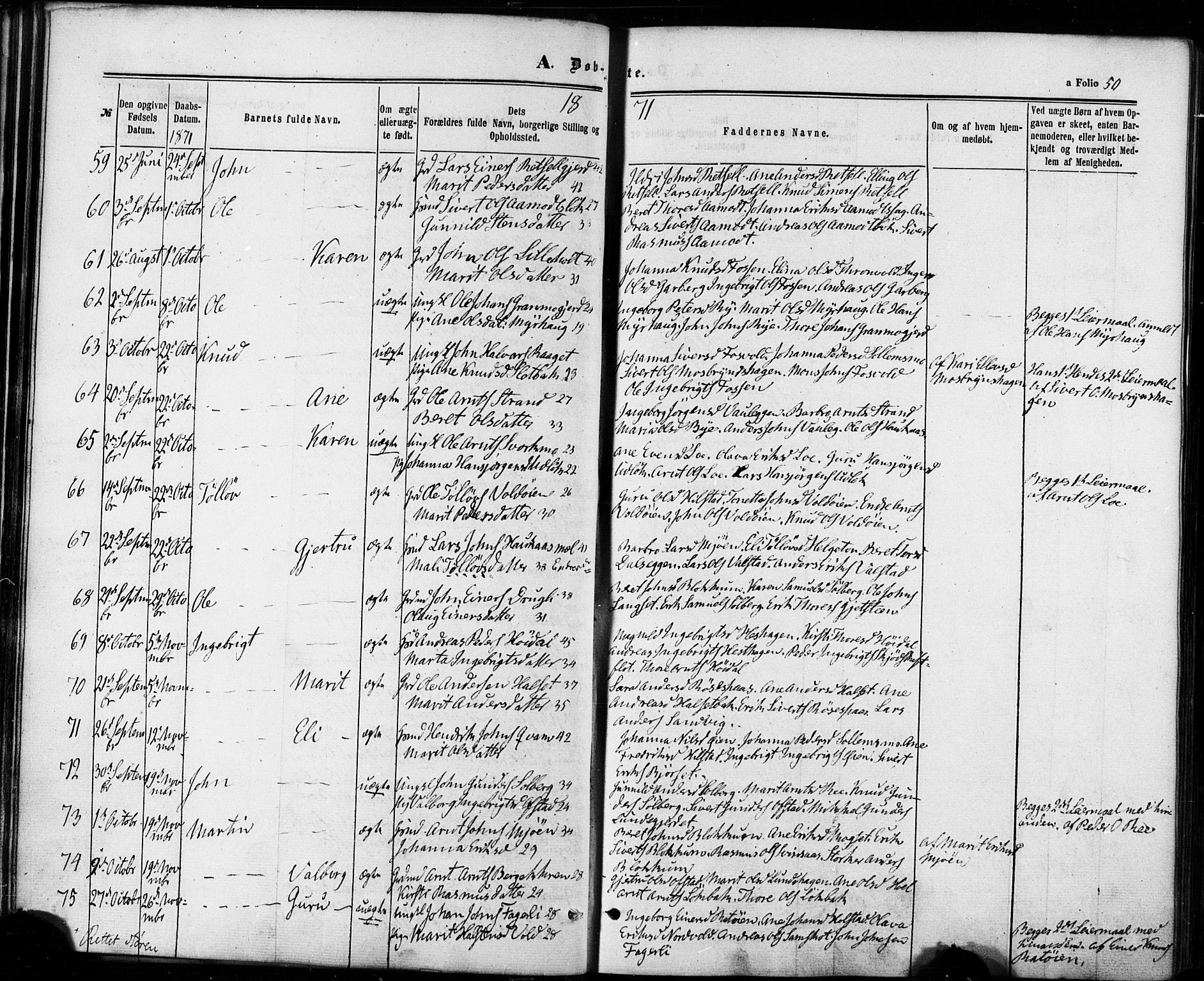 Ministerialprotokoller, klokkerbøker og fødselsregistre - Sør-Trøndelag, SAT/A-1456/672/L0856: Parish register (official) no. 672A08, 1861-1881, p. 50