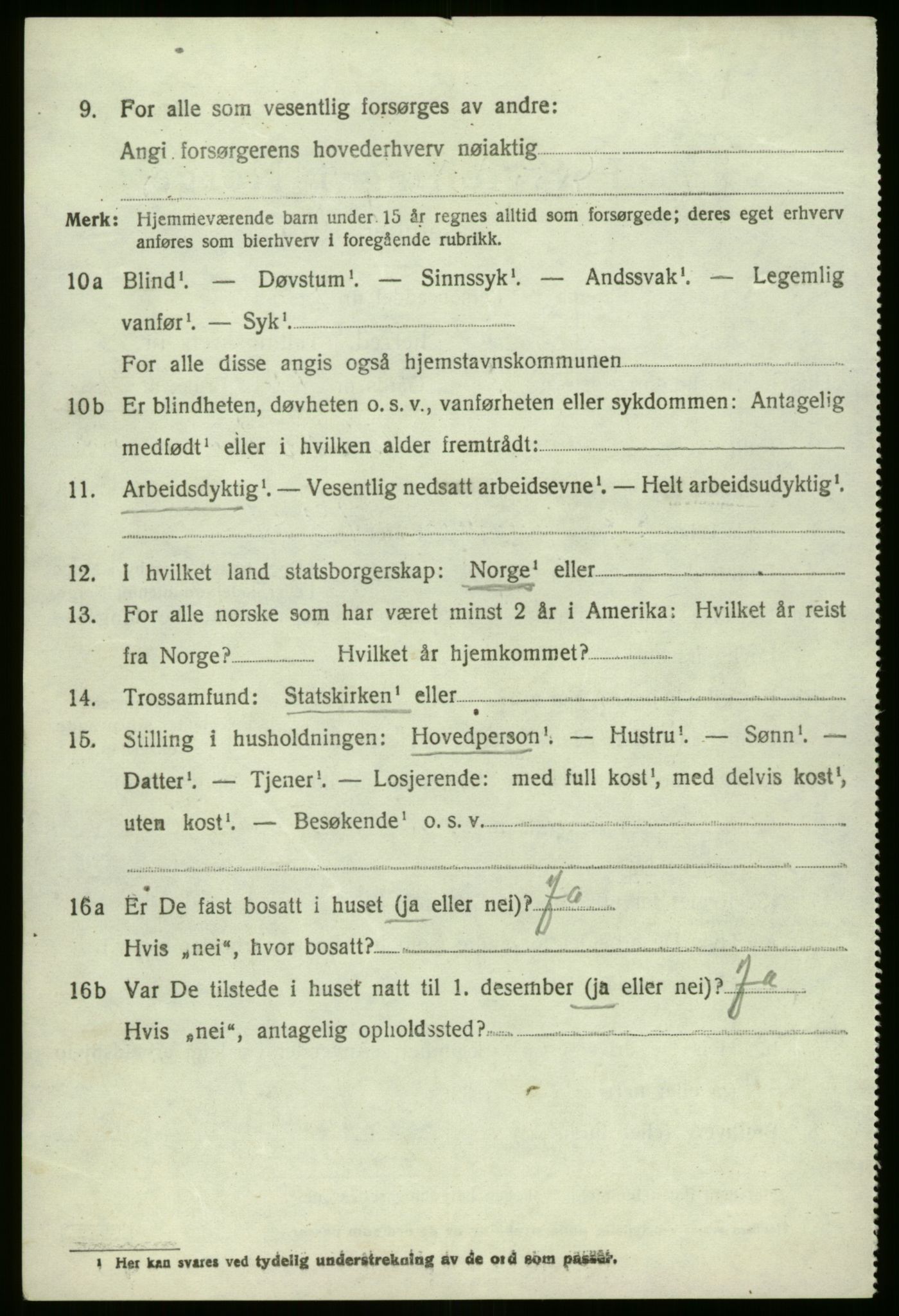 SAB, 1920 census for Selje, 1920, p. 4564
