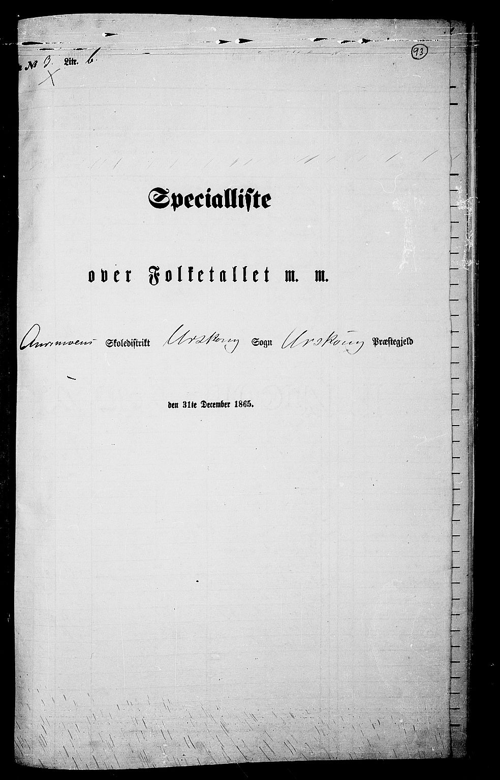 RA, 1865 census for Aurskog, 1865, p. 85