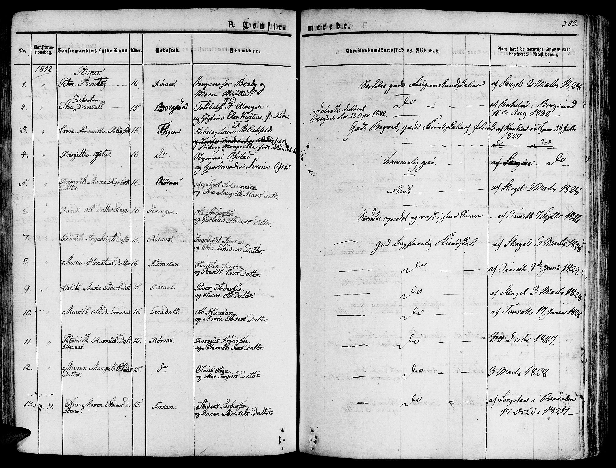 Ministerialprotokoller, klokkerbøker og fødselsregistre - Sør-Trøndelag, SAT/A-1456/681/L0930: Parish register (official) no. 681A08, 1829-1844, p. 383