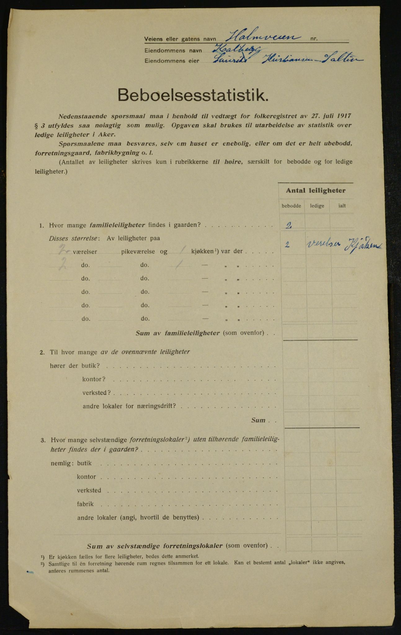 OBA, Municipal Census 1917 for Aker, 1917, p. 22950