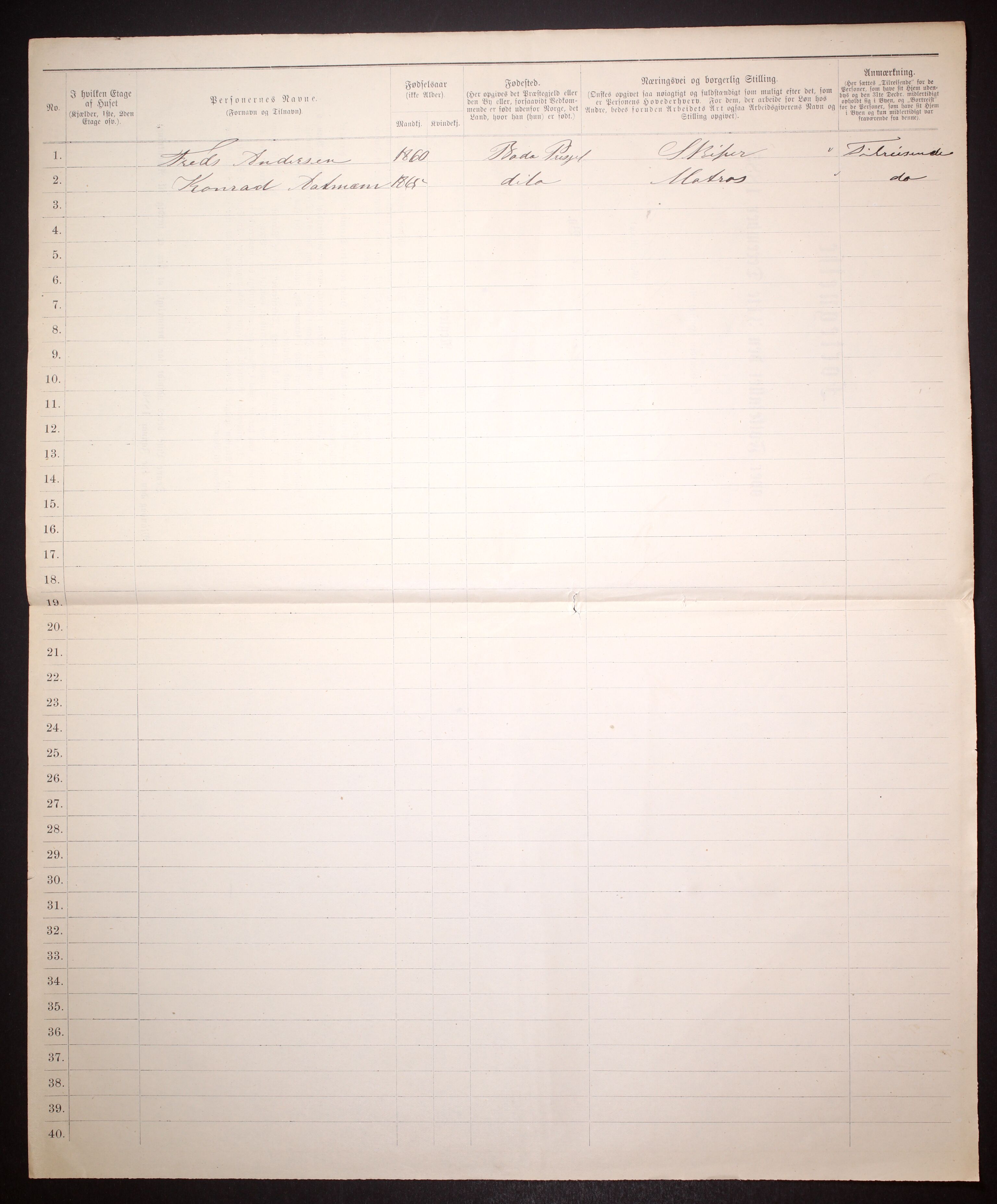 SAT, 1885 census for 1804 Bodø, 1885, p. 27