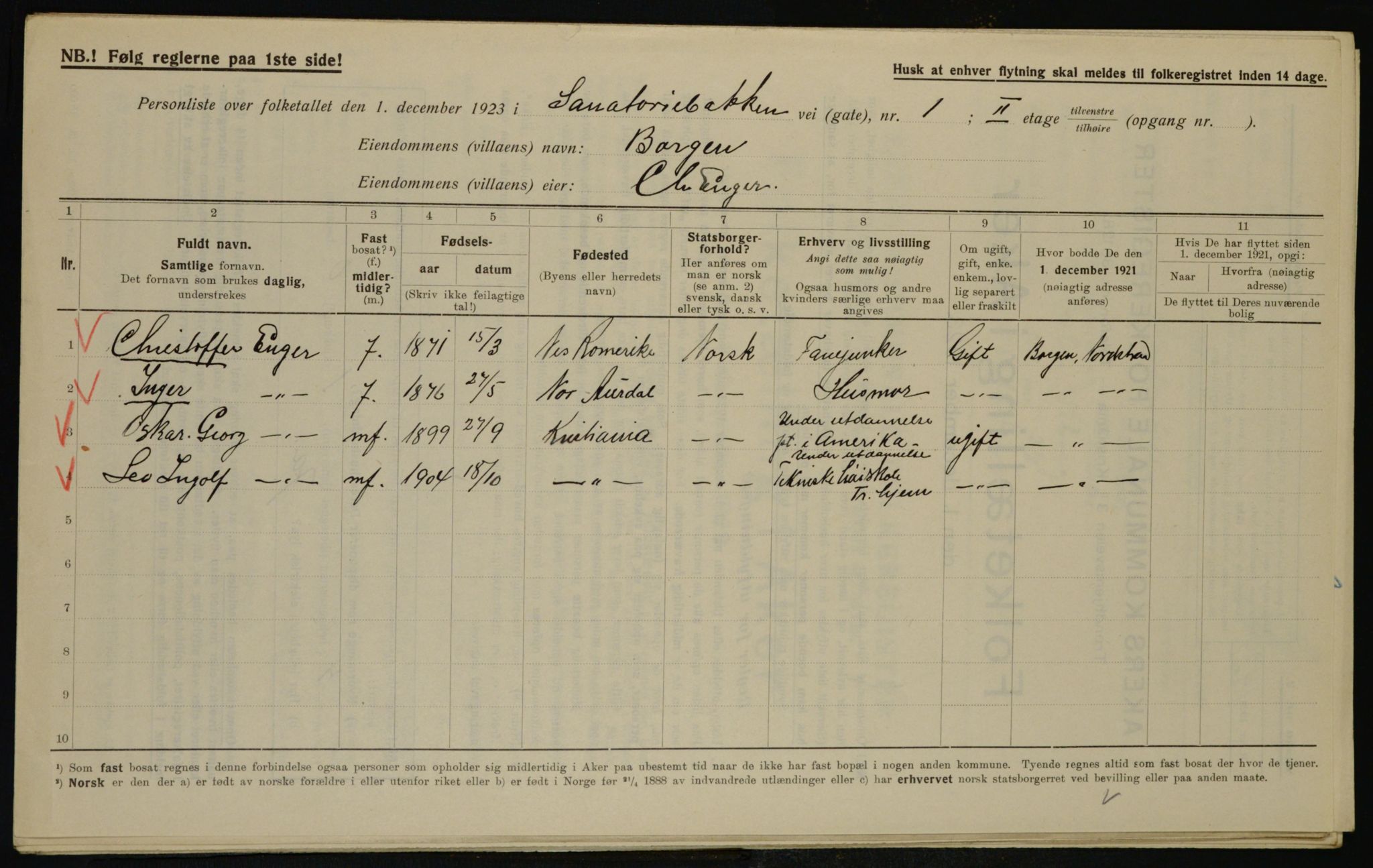 , Municipal Census 1923 for Aker, 1923, p. 44810