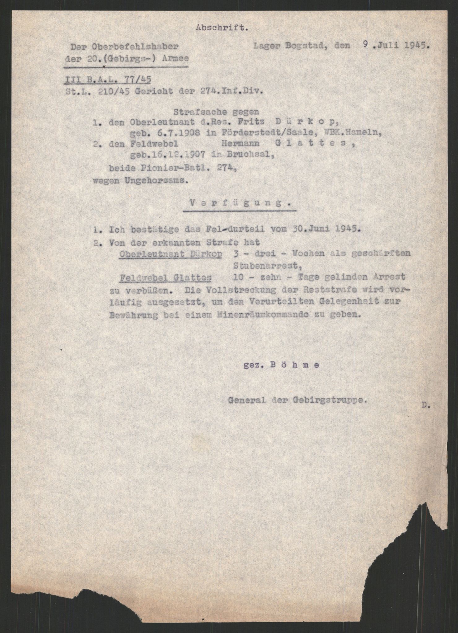 Forsvarets Overkommando. 2 kontor. Arkiv 11.4. Spredte tyske arkivsaker, AV/RA-RAFA-7031/D/Dar/Darc/L0019: FO.II, 1945, p. 1204