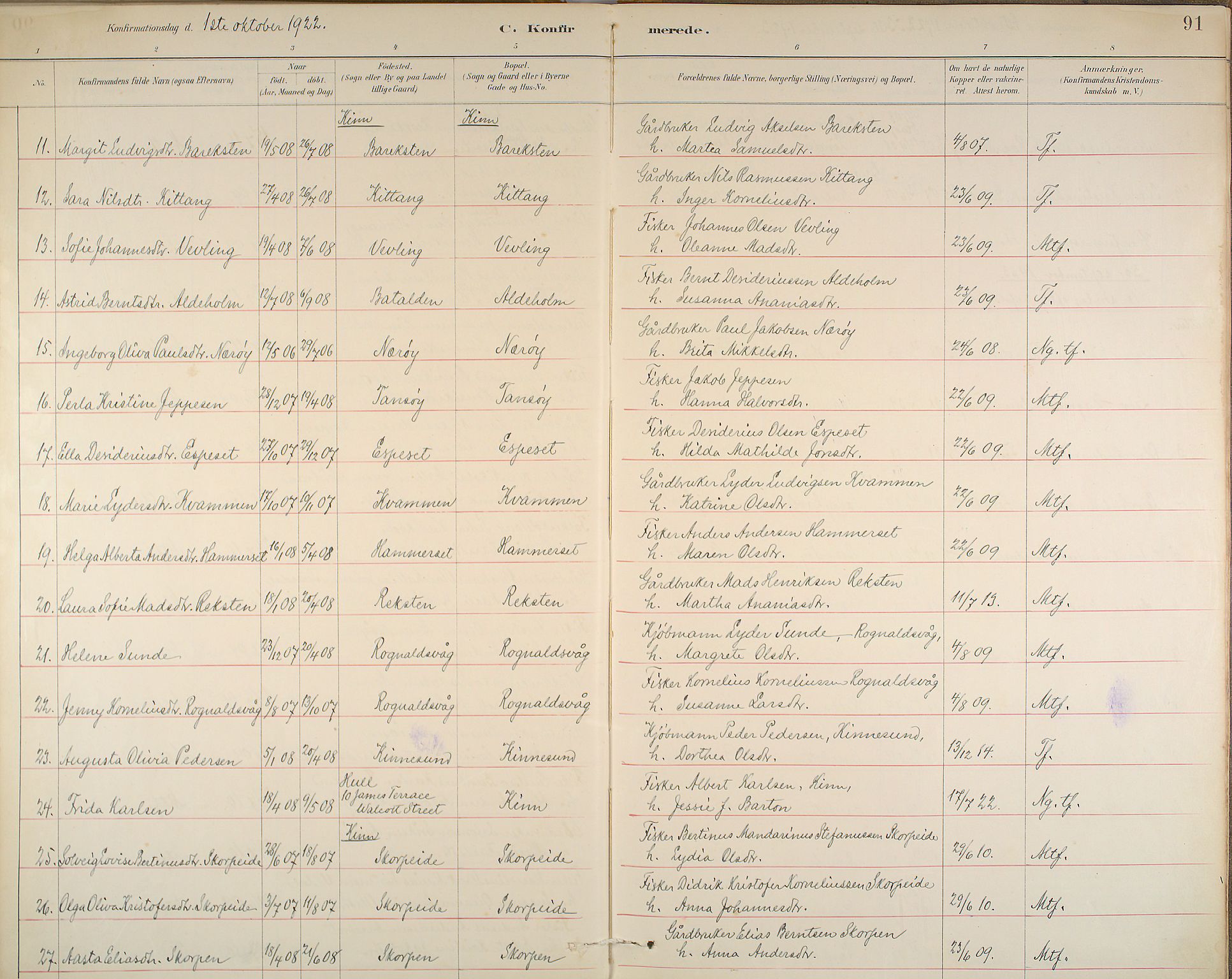 Kinn sokneprestembete, AV/SAB-A-80801/H/Haa/Haab/L0006: Parish register (official) no. B 6, 1883-1925, p. 91