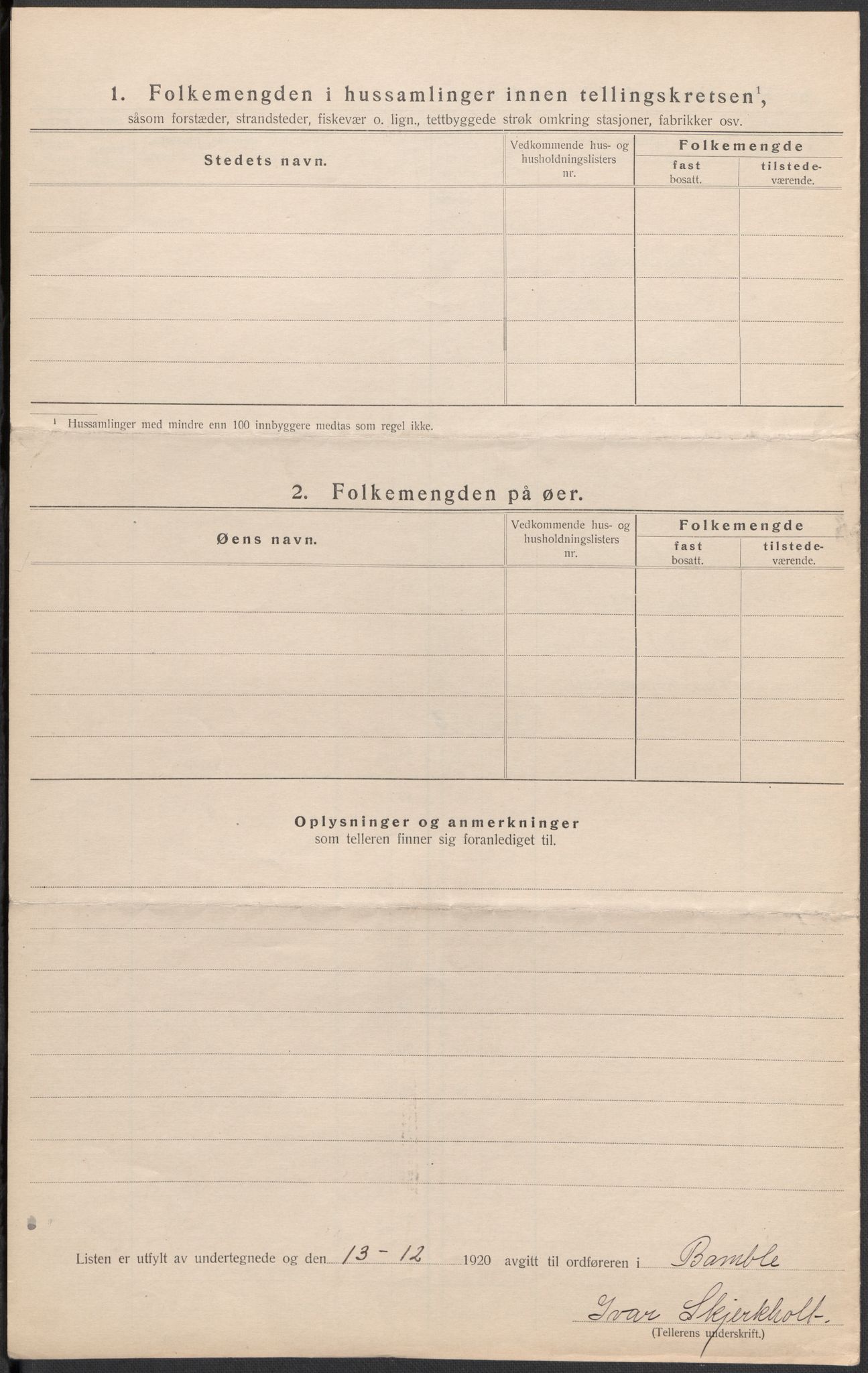 SAKO, 1920 census for Bamble, 1920, p. 18