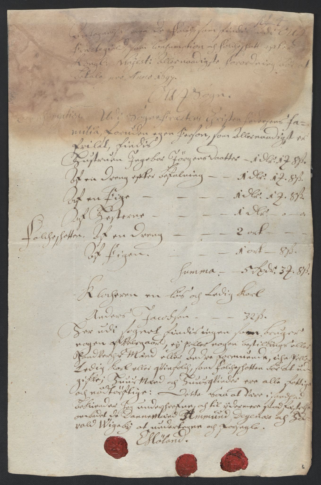 Rentekammeret inntil 1814, Reviderte regnskaper, Fogderegnskap, AV/RA-EA-4092/R07/L0287: Fogderegnskap Rakkestad, Heggen og Frøland, 1697, p. 240