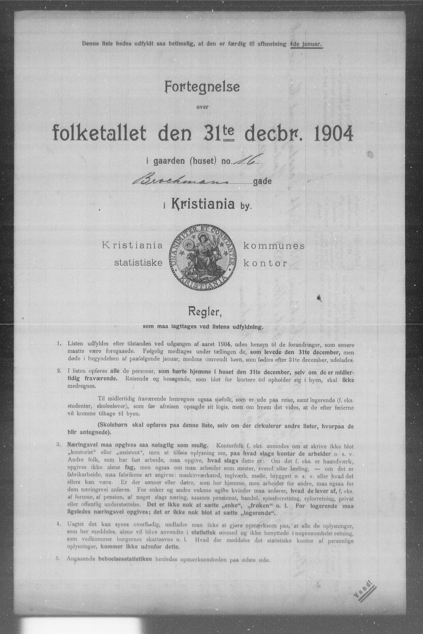 OBA, Municipal Census 1904 for Kristiania, 1904, p. 2089