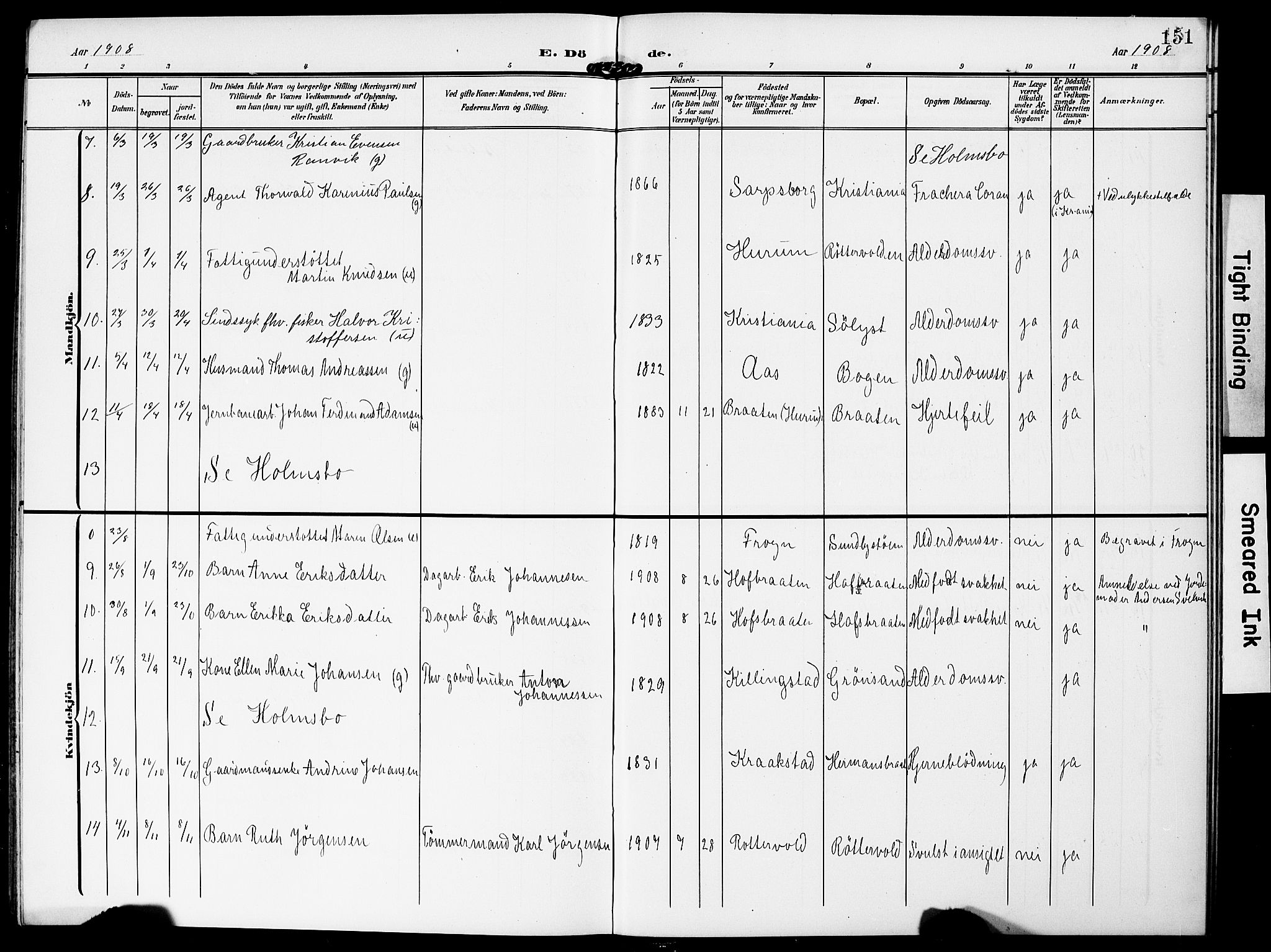 Hurum kirkebøker, AV/SAKO-A-229/G/Ga/L0004: Parish register (copy) no. I 4, 1904-1909, p. 151