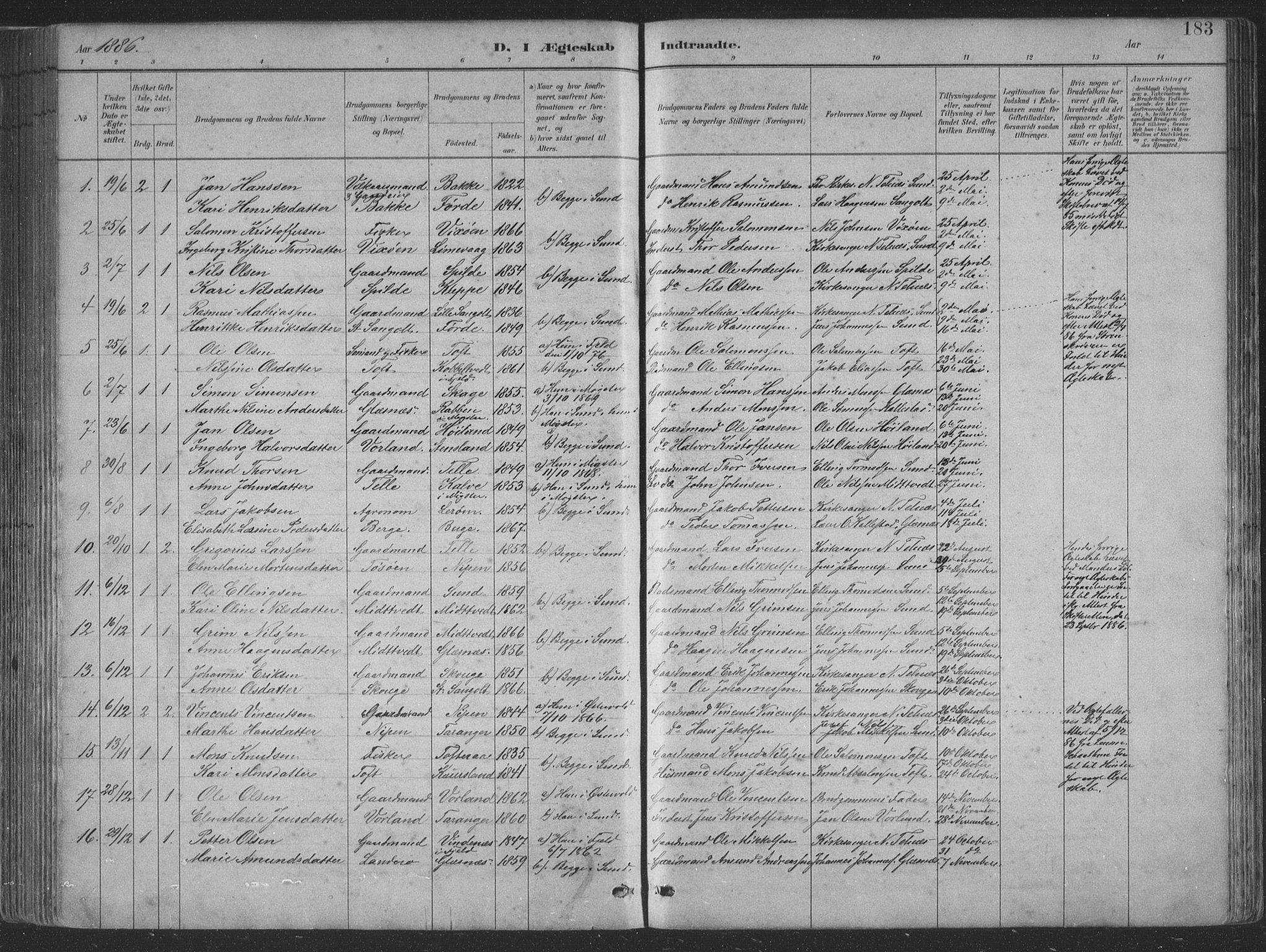 Sund sokneprestembete, AV/SAB-A-99930: Parish register (copy) no. B 3, 1882-1911, p. 183