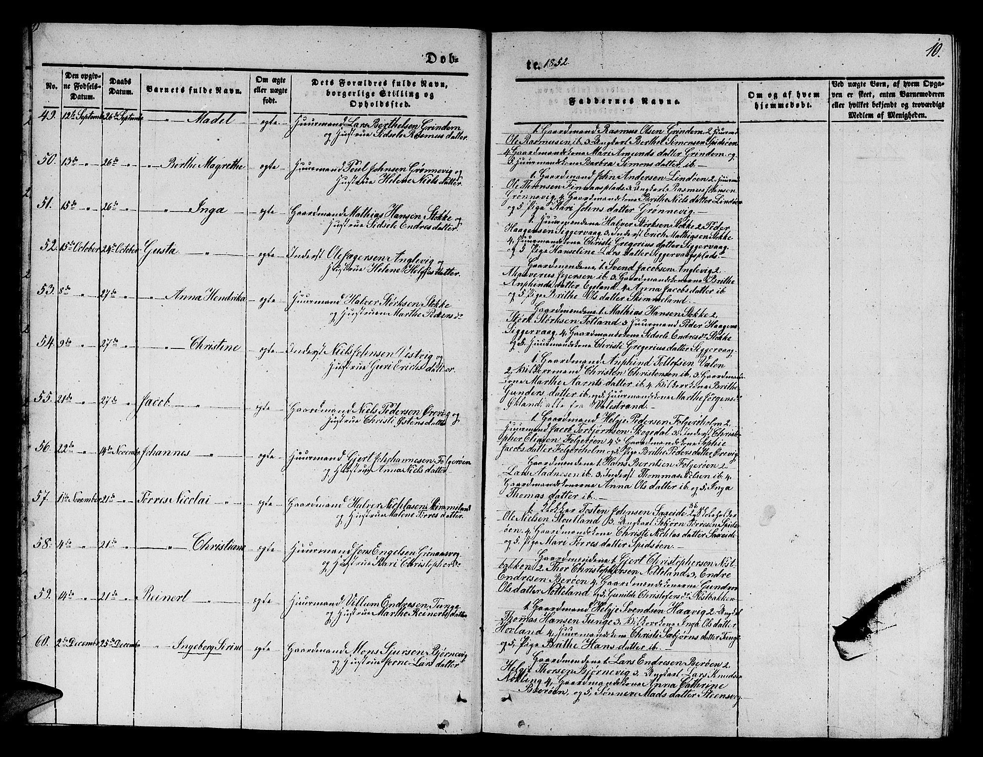 Finnås sokneprestembete, SAB/A-99925/H/Ha/Hab/Haba/L0001: Parish register (copy) no. A 1, 1851-1873, p. 10