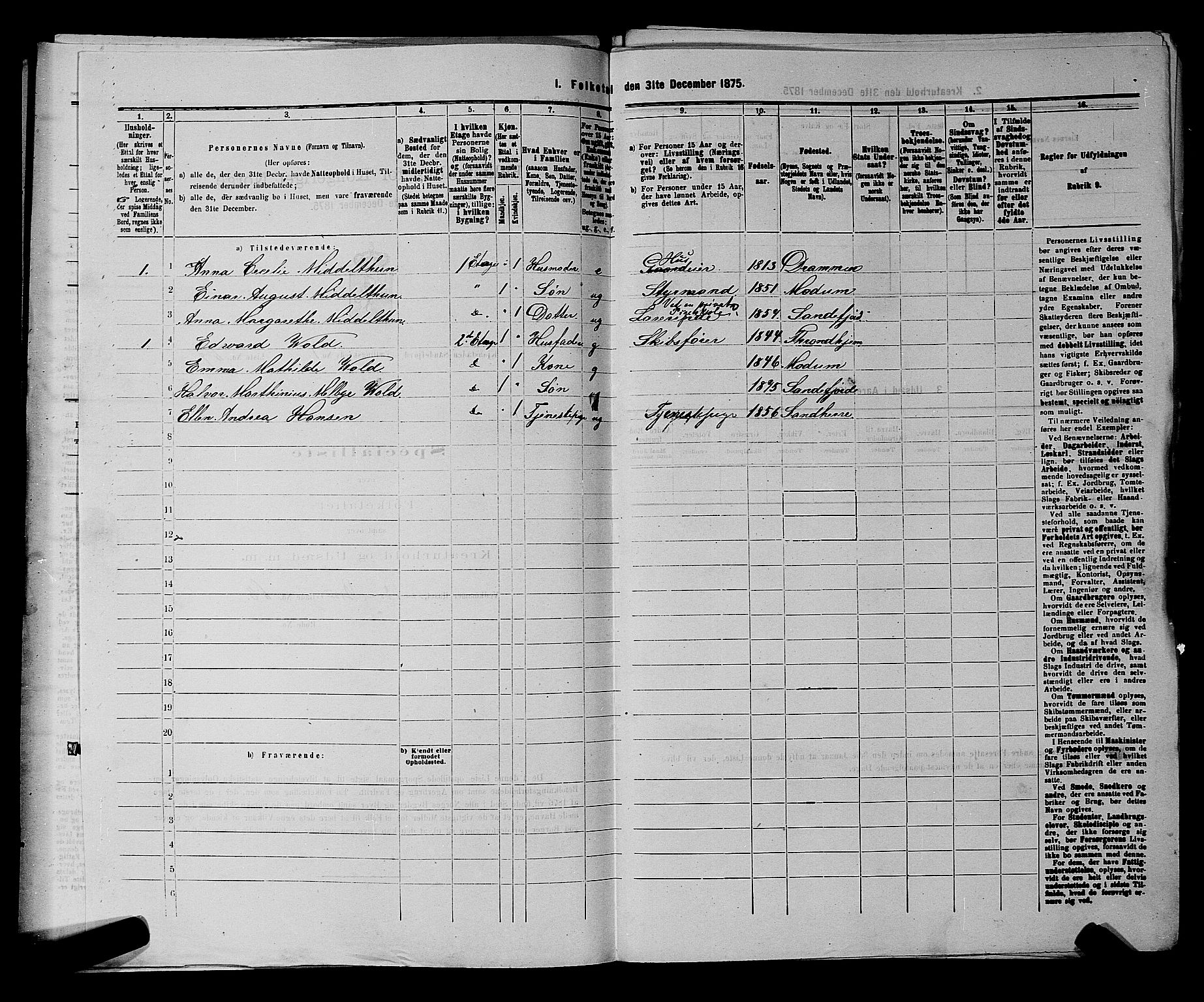SAKO, 1875 census for 0706B Sandeherred/Sandefjord, 1875, p. 154