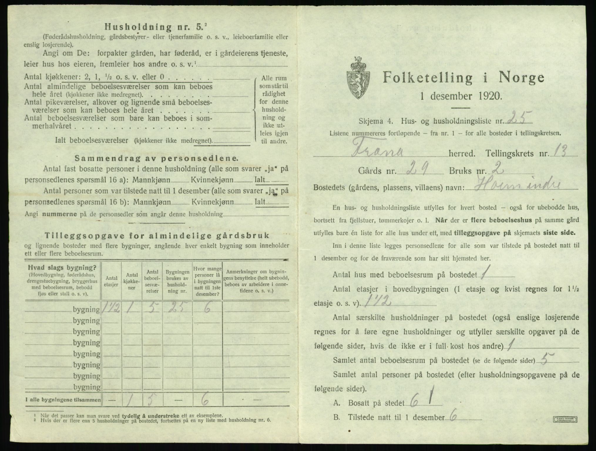 SAT, 1920 census for Fræna, 1920, p. 1107