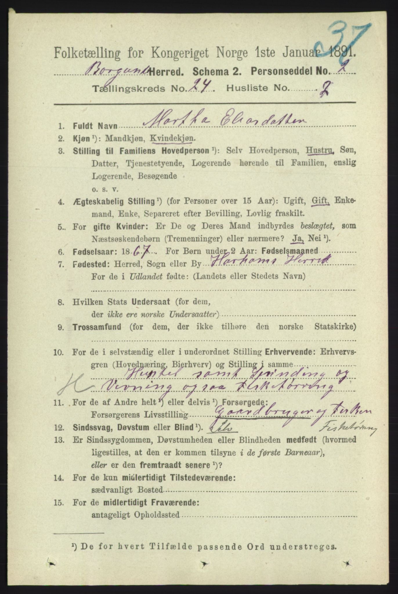 RA, 1891 census for 1531 Borgund, 1891, p. 7113