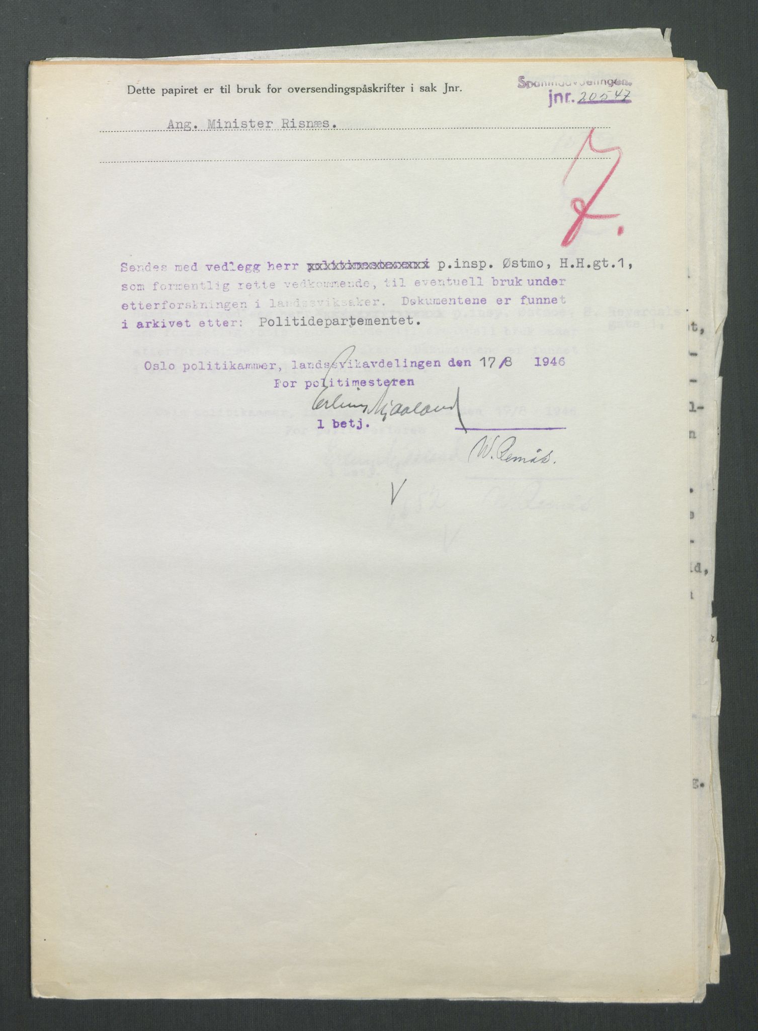 Landssvikarkivet, Oslo politikammer, RA/S-3138-01/D/Di/L0001: Anr. 1559, 1945-1947, p. 2304