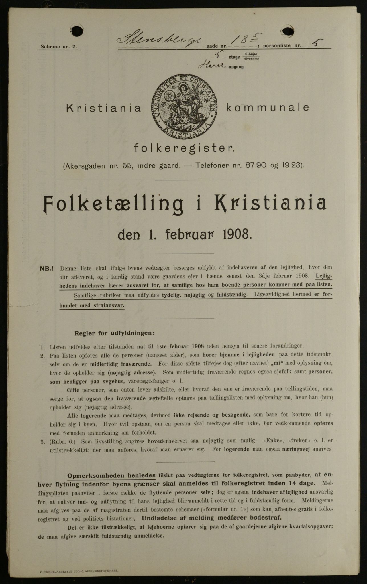 OBA, Municipal Census 1908 for Kristiania, 1908, p. 91261