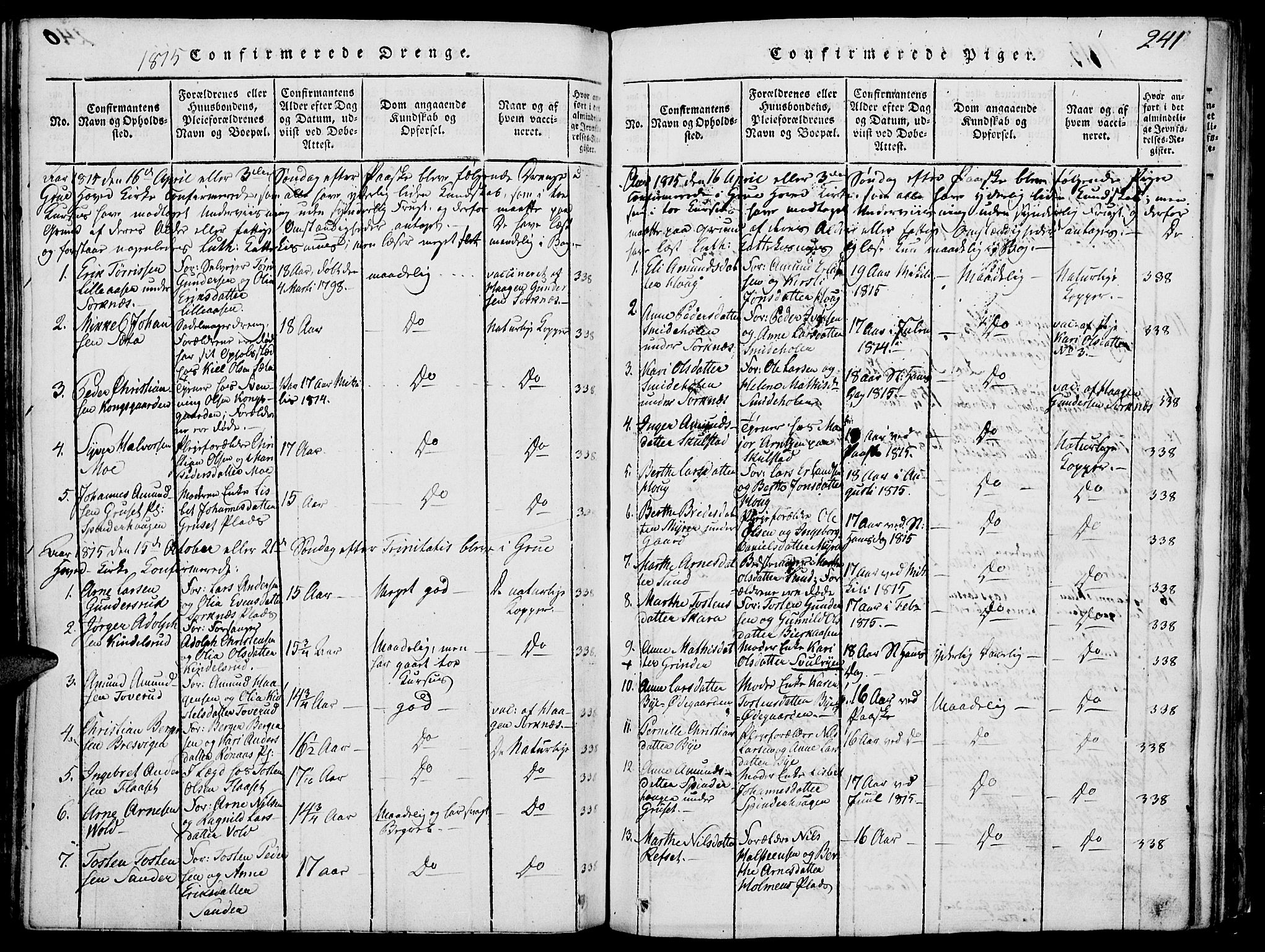 Grue prestekontor, AV/SAH-PREST-036/H/Ha/Hab/L0002: Parish register (copy) no. 2, 1815-1841, p. 241