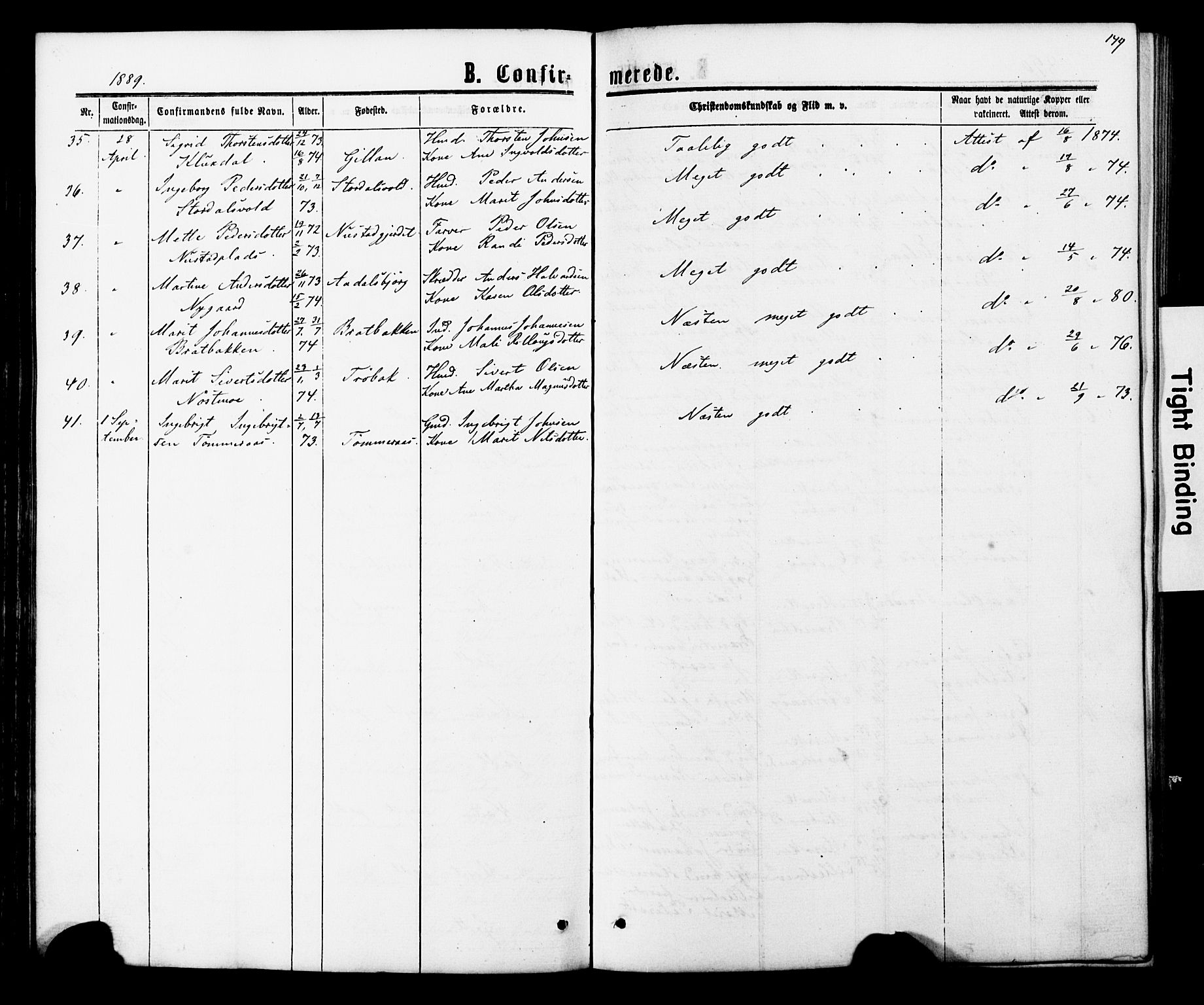 Ministerialprotokoller, klokkerbøker og fødselsregistre - Nord-Trøndelag, SAT/A-1458/706/L0049: Parish register (copy) no. 706C01, 1864-1895, p. 149