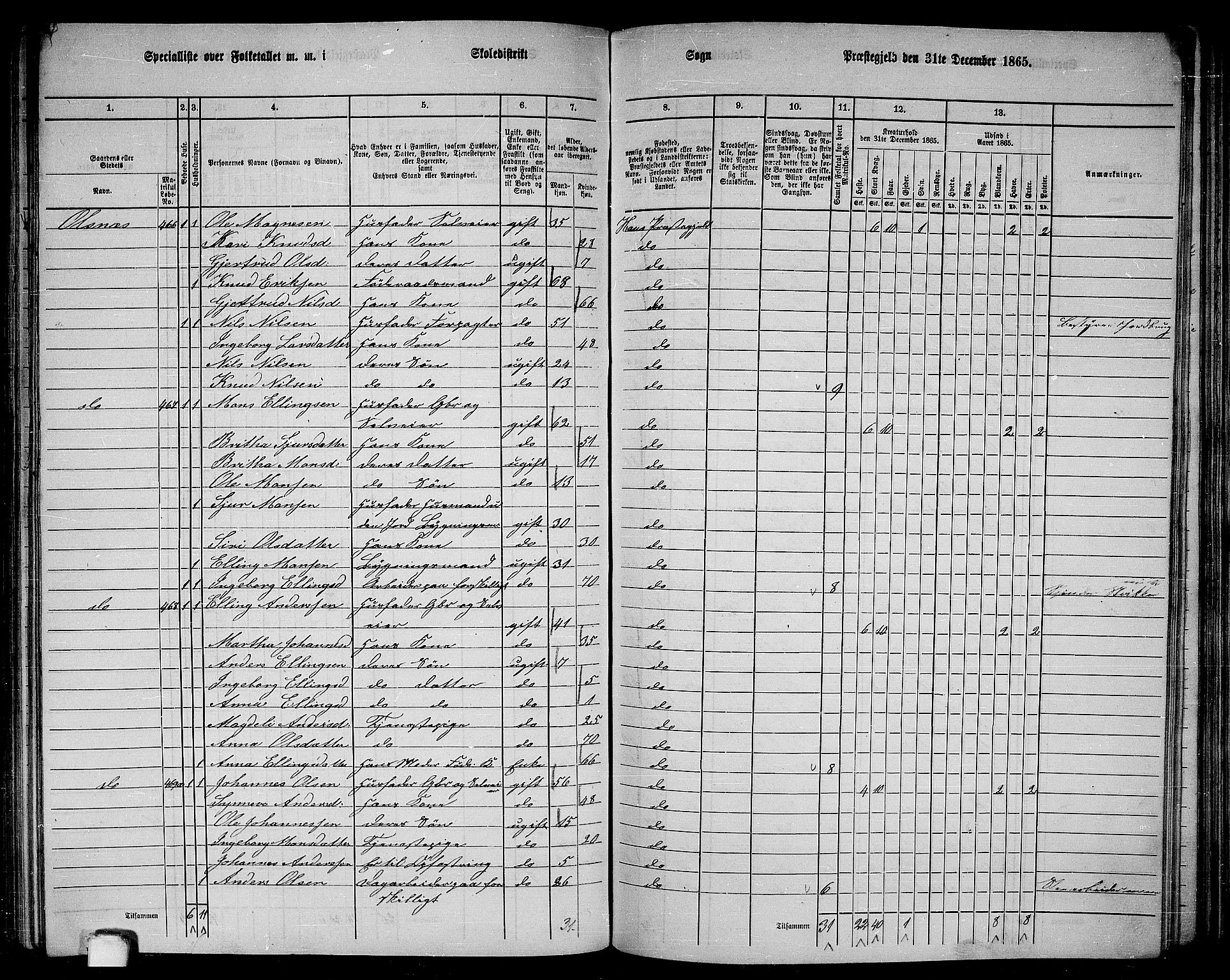 RA, 1865 census for Haus, 1865, p. 183