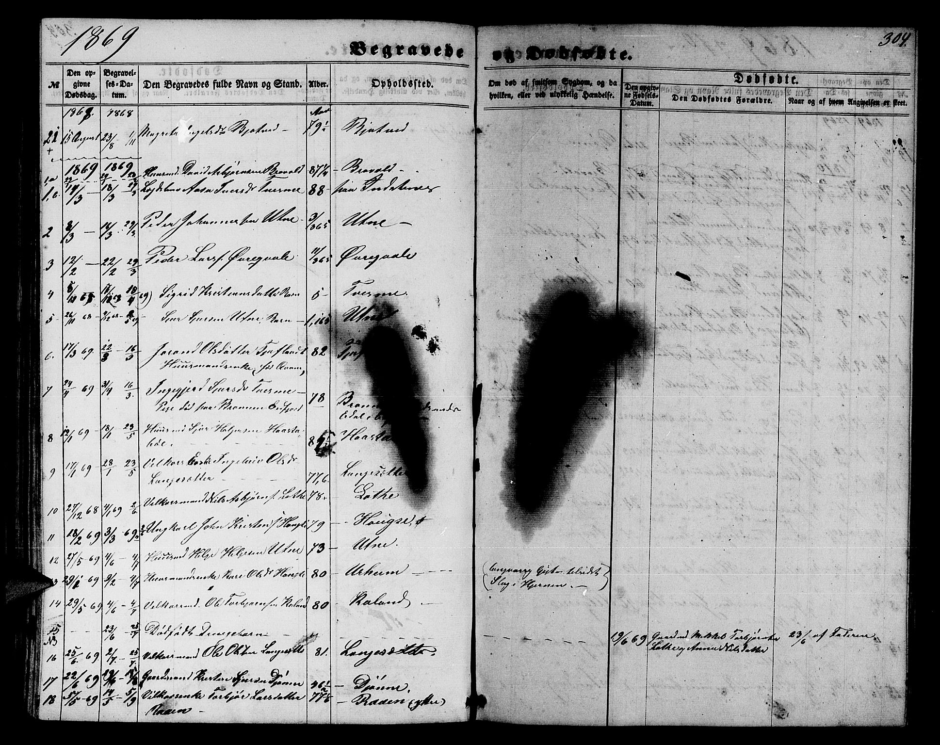 Ullensvang sokneprestembete, SAB/A-78701/H/Hab: Parish register (copy) no. E 6, 1857-1886, p. 304