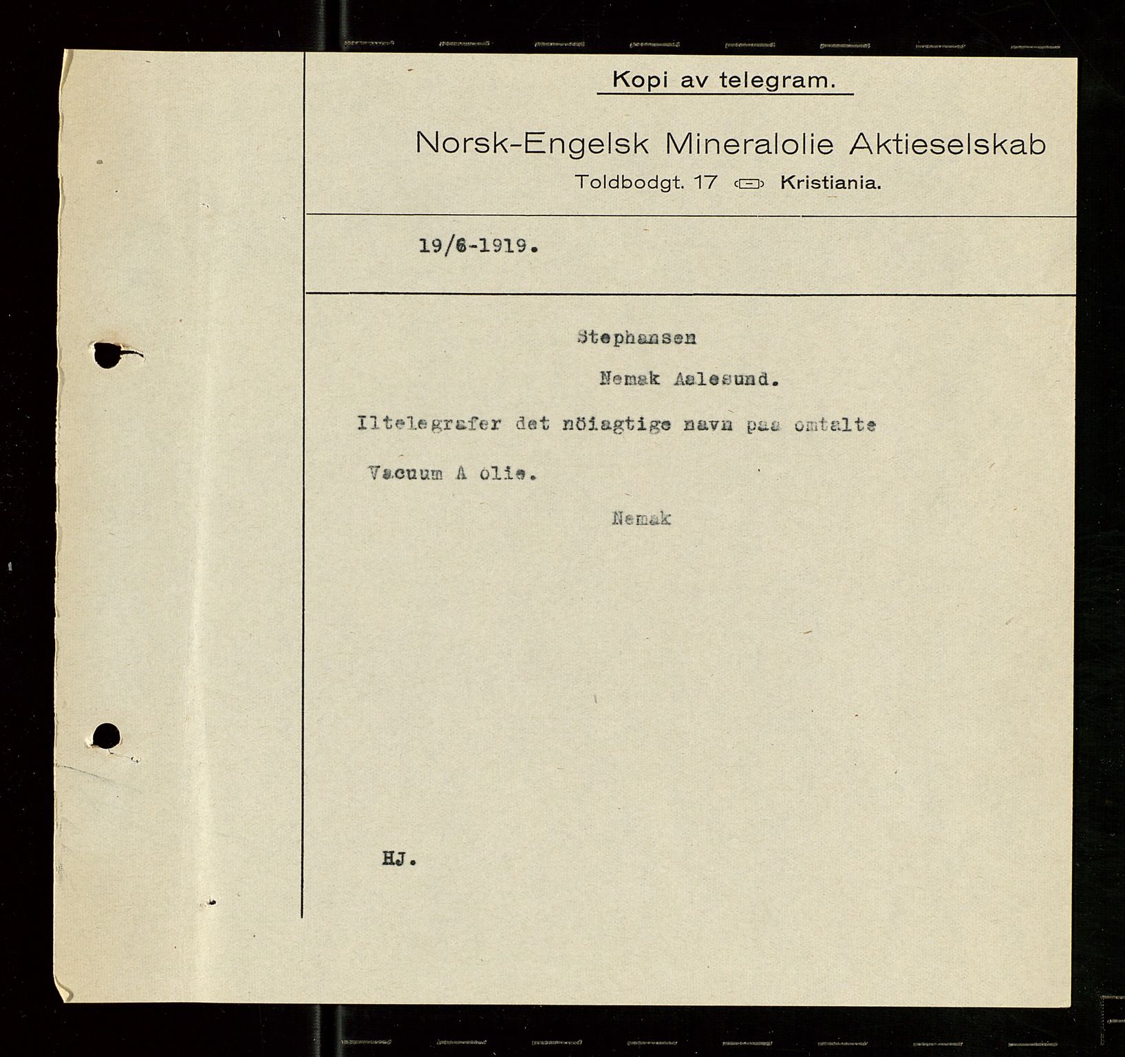 Pa 1521 - A/S Norske Shell, SAST/A-101915/E/Ea/Eaa/L0007: Sjefskorrespondanse, 1919, p. 554