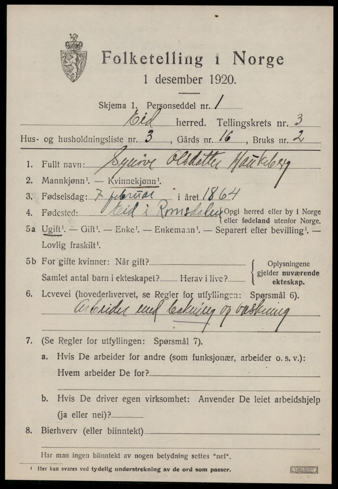 SAT, 1920 census for Eid, 1920, p. 751