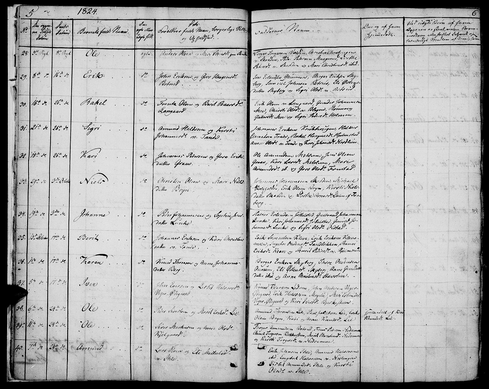 Øyer prestekontor, SAH/PREST-084/H/Ha/Haa/L0004: Parish register (official) no. 4, 1824-1841, p. 5-6