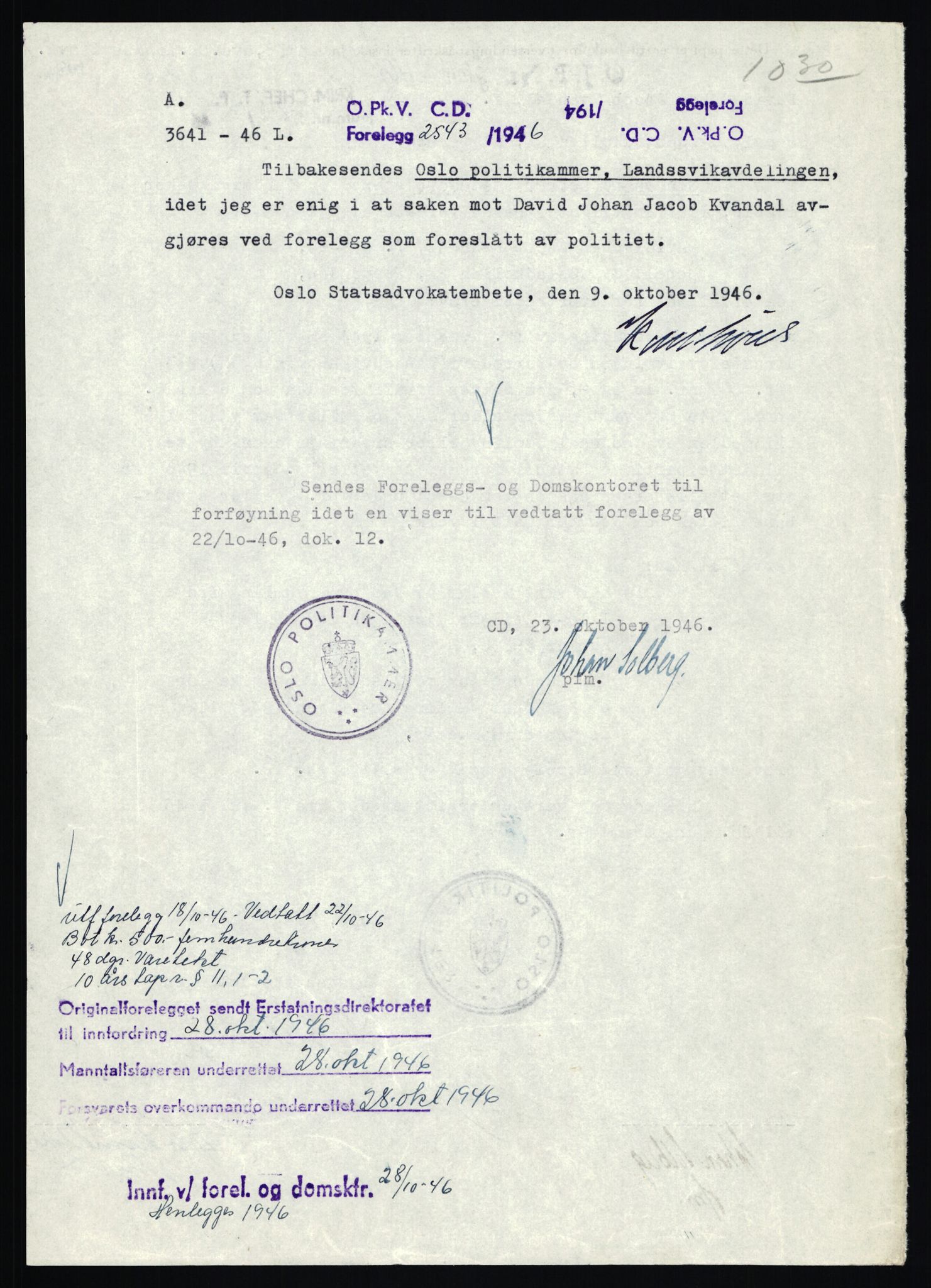 Landssvikarkivet, Oslo politikammer, AV/RA-S-3138-01/D/Dd/L0033/0330: Forelegg, anr. 3646 - 3730 / Anr. 3730, 1945-1946, p. 4