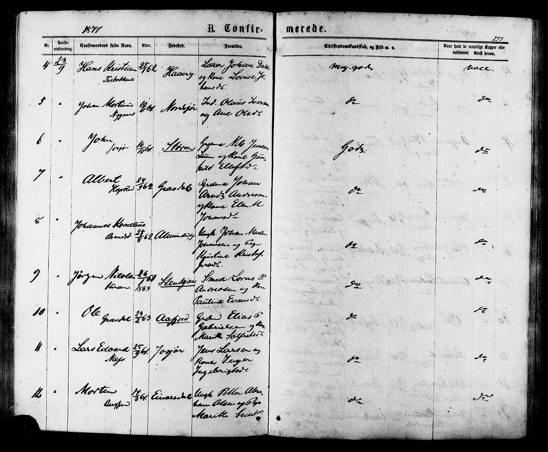 Ministerialprotokoller, klokkerbøker og fødselsregistre - Sør-Trøndelag, SAT/A-1456/657/L0706: Parish register (official) no. 657A07, 1867-1878, p. 277