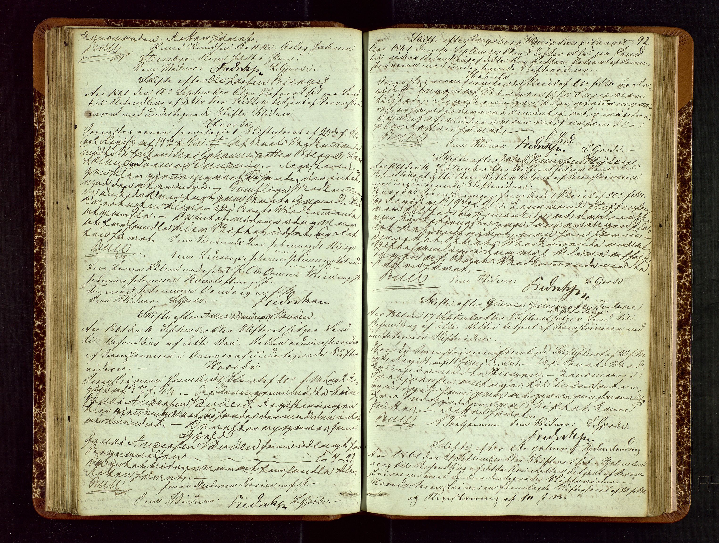 Ryfylke tingrett, AV/SAST-A-100055/001/IV/IVF/L0007: Skifteforhandlingsprotokoll B 1, 1852-1870, p. 92