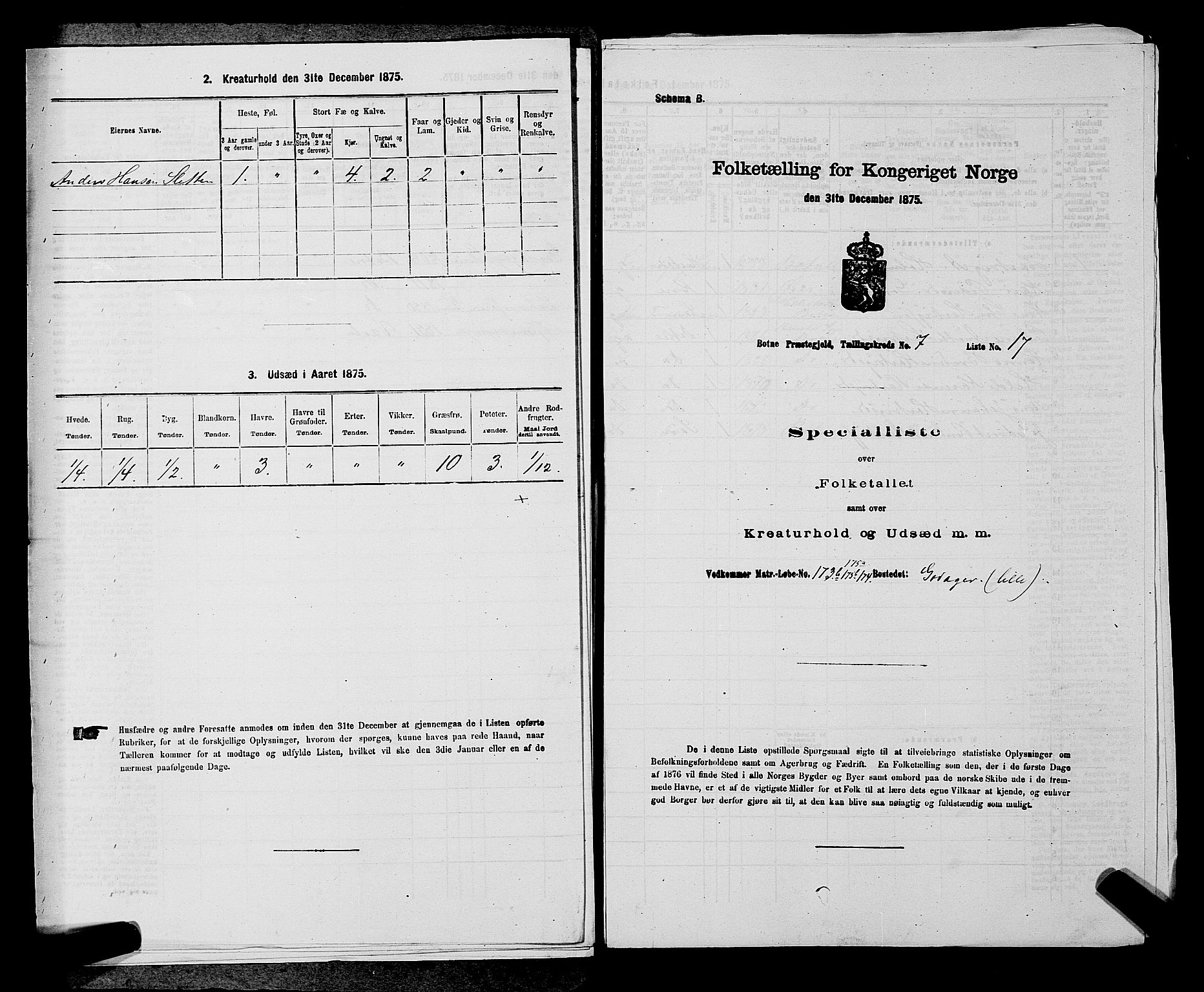 SAKO, 1875 census for 0715P Botne, 1875, p. 614