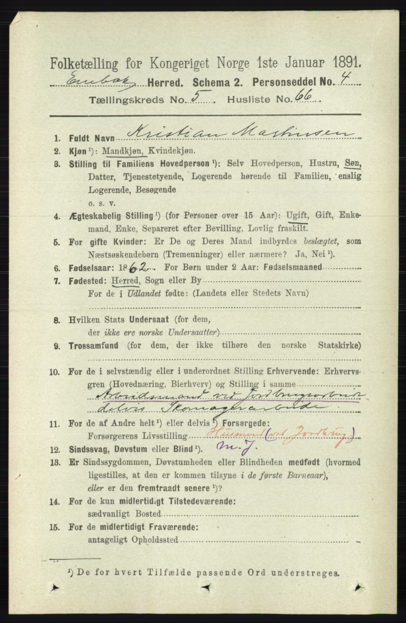 RA, 1891 census for 0229 Enebakk, 1891, p. 2392