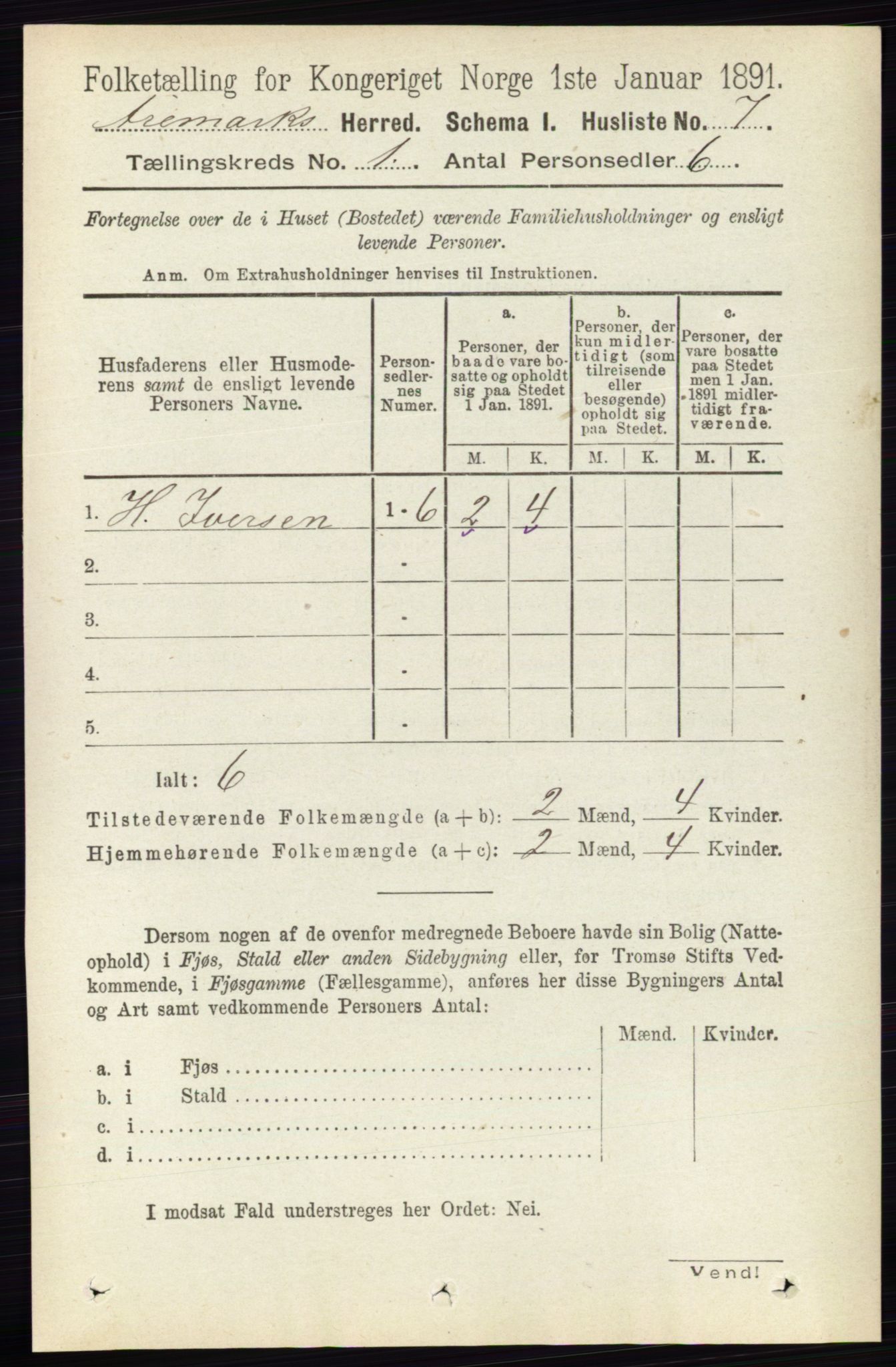 RA, 1891 census for 0118 Aremark, 1891, p. 33