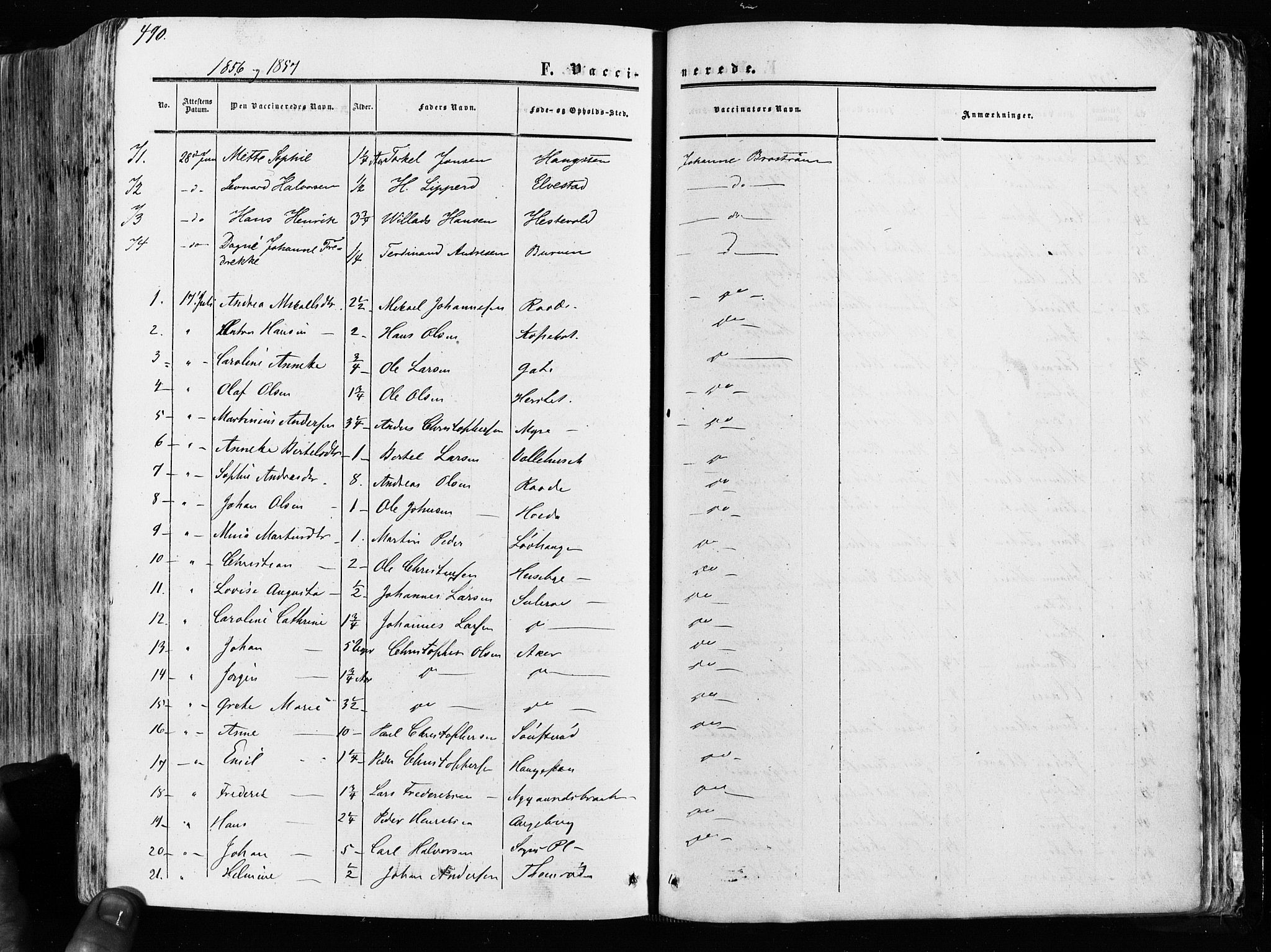 Råde prestekontor kirkebøker, AV/SAO-A-2009/F/Fa/L0006: Parish register (official) no. 6, 1854-1877, p. 490