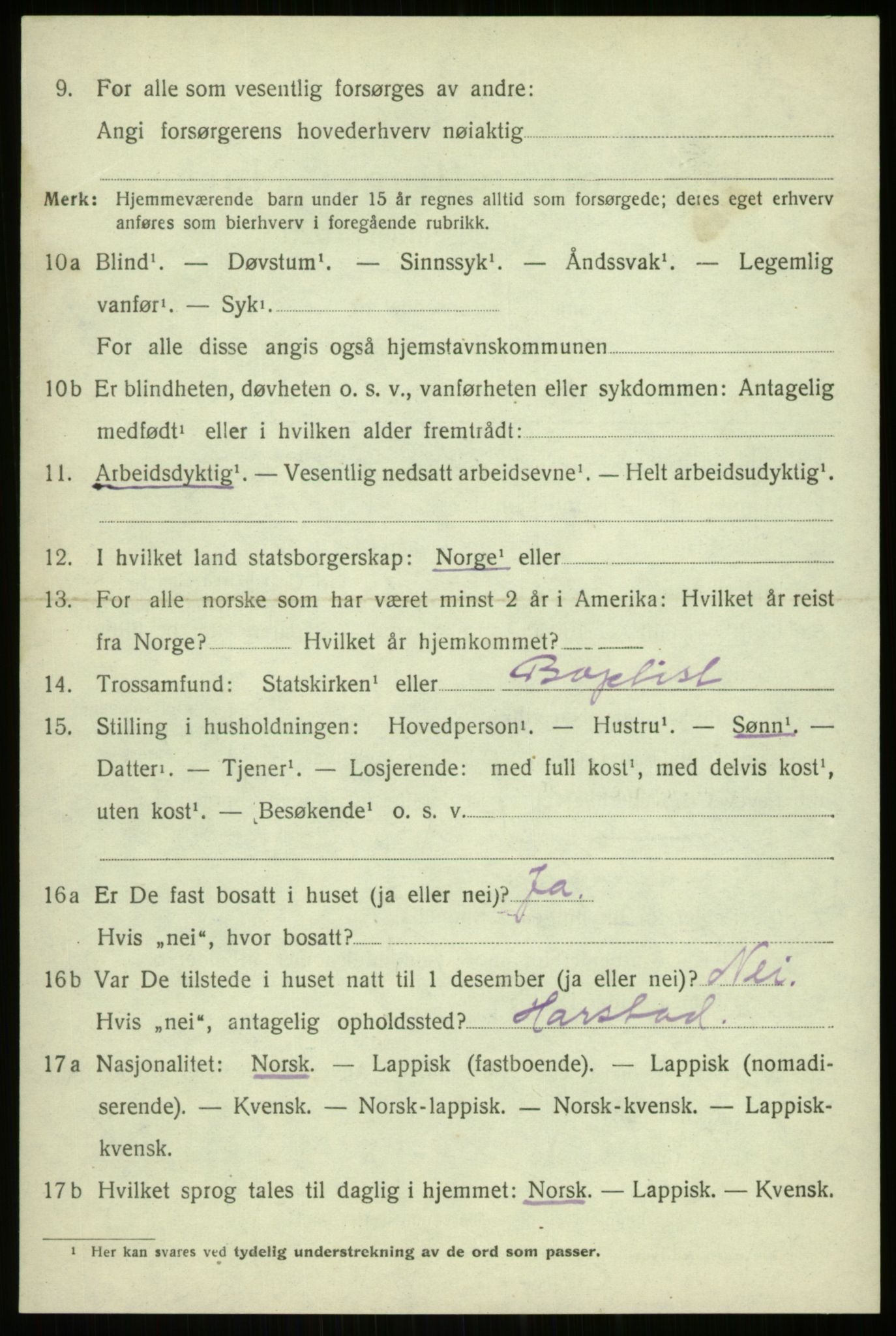 SATØ, 1920 census for Trondenes, 1920, p. 9354