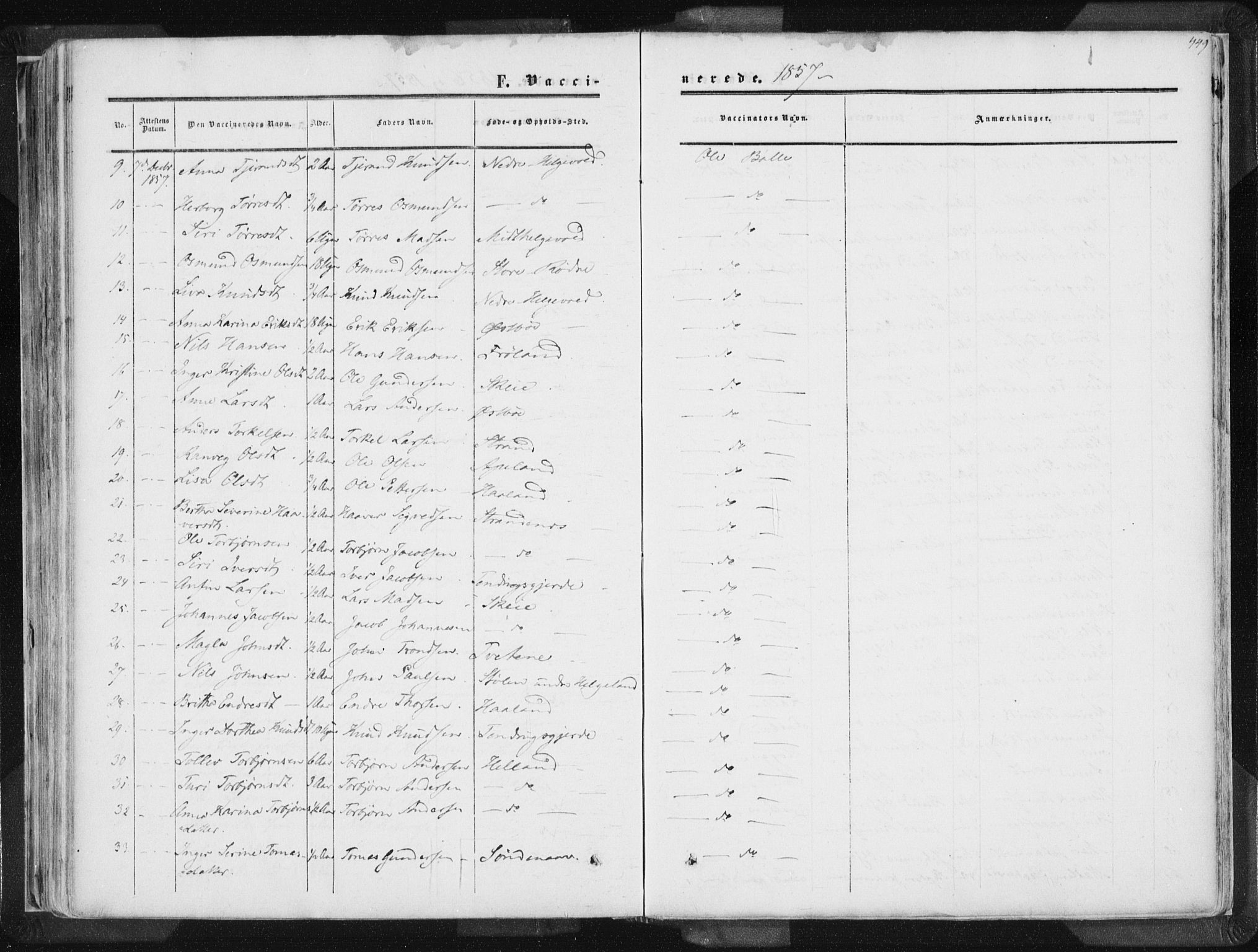 Vikedal sokneprestkontor, AV/SAST-A-101840/01/IV: Parish register (official) no. A 6.2, 1851-1867, p. 449