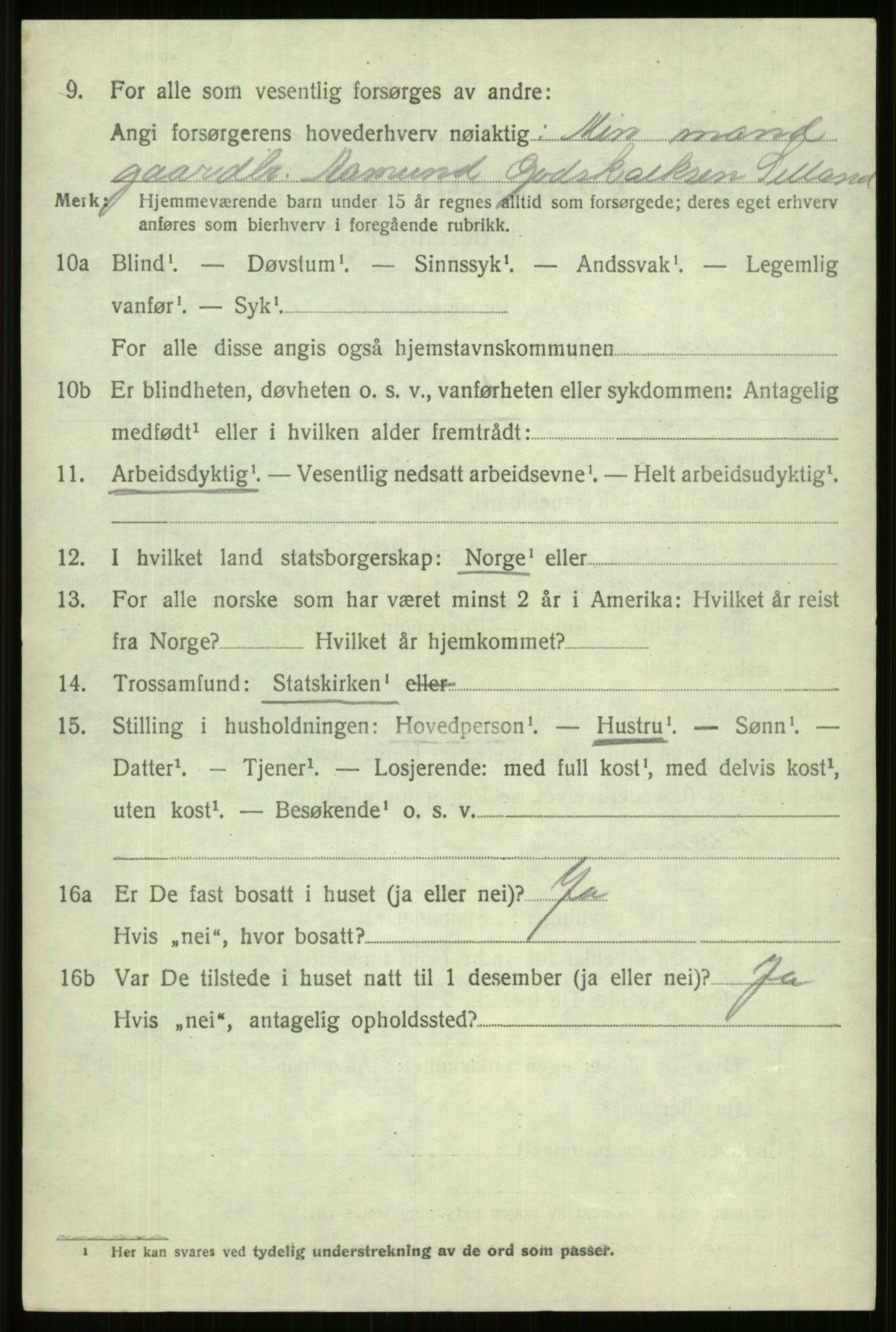 SAB, 1920 census for Vossestrand, 1920, p. 4229