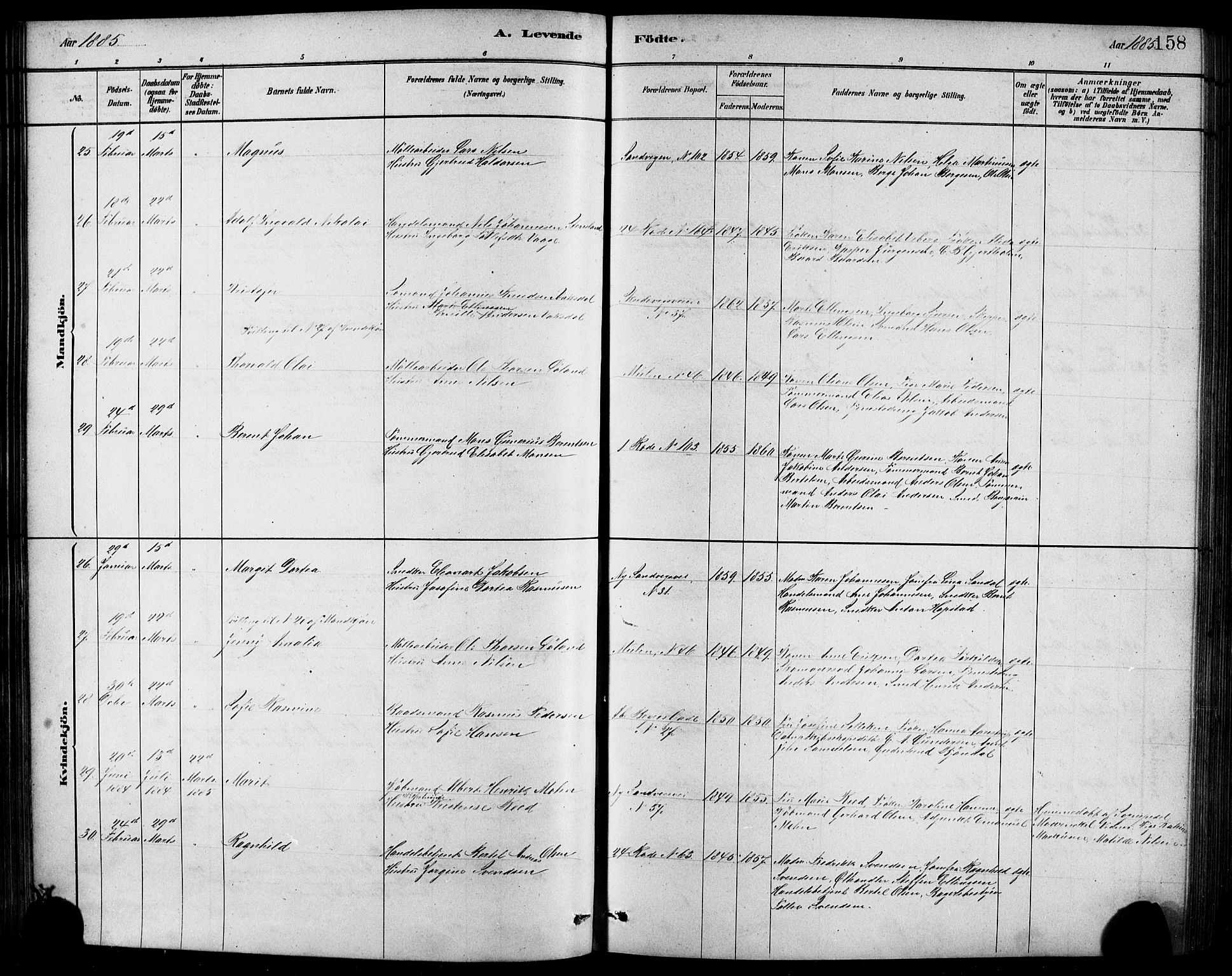 Sandviken Sokneprestembete, AV/SAB-A-77601/H/Hb/L0001: Parish register (copy) no. A 2, 1879-1892, p. 158