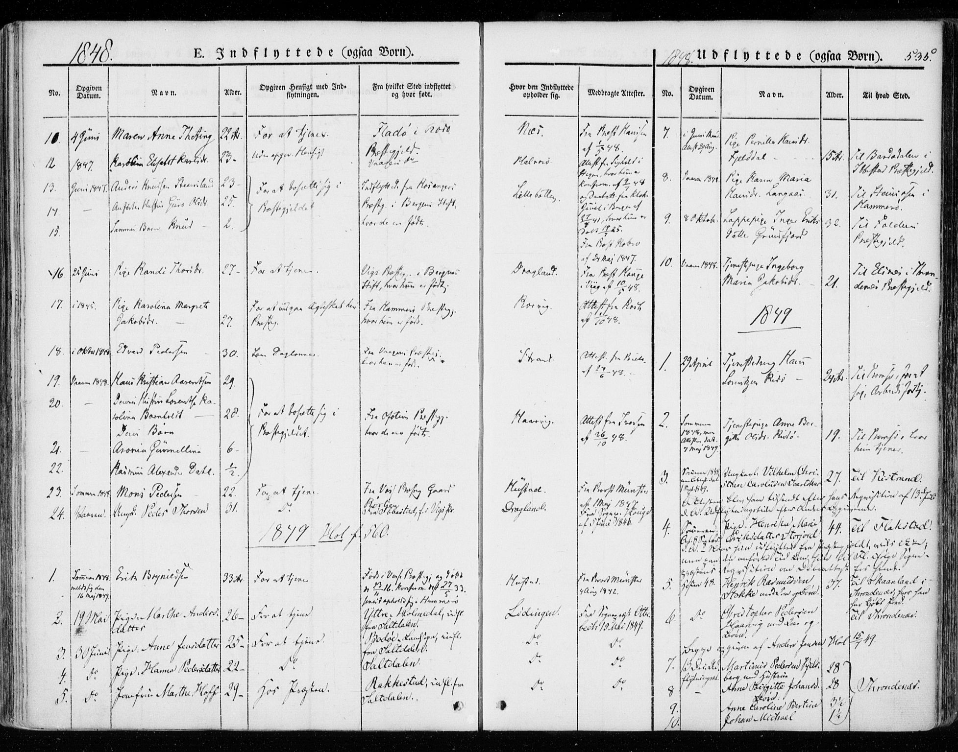 Ministerialprotokoller, klokkerbøker og fødselsregistre - Nordland, SAT/A-1459/872/L1033: Parish register (official) no. 872A08, 1840-1863, p. 535