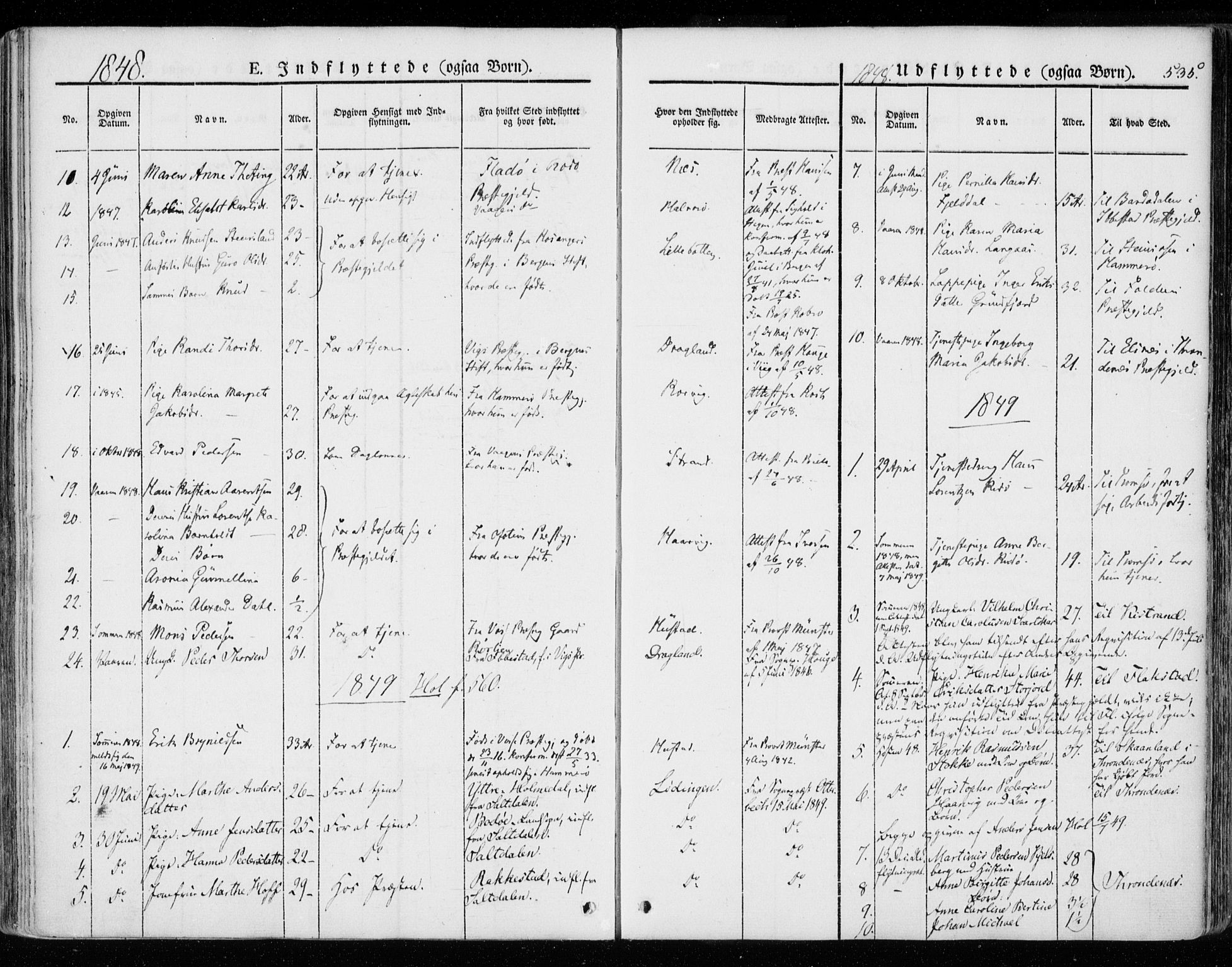 Ministerialprotokoller, klokkerbøker og fødselsregistre - Nordland, AV/SAT-A-1459/872/L1033: Parish register (official) no. 872A08, 1840-1863, p. 535