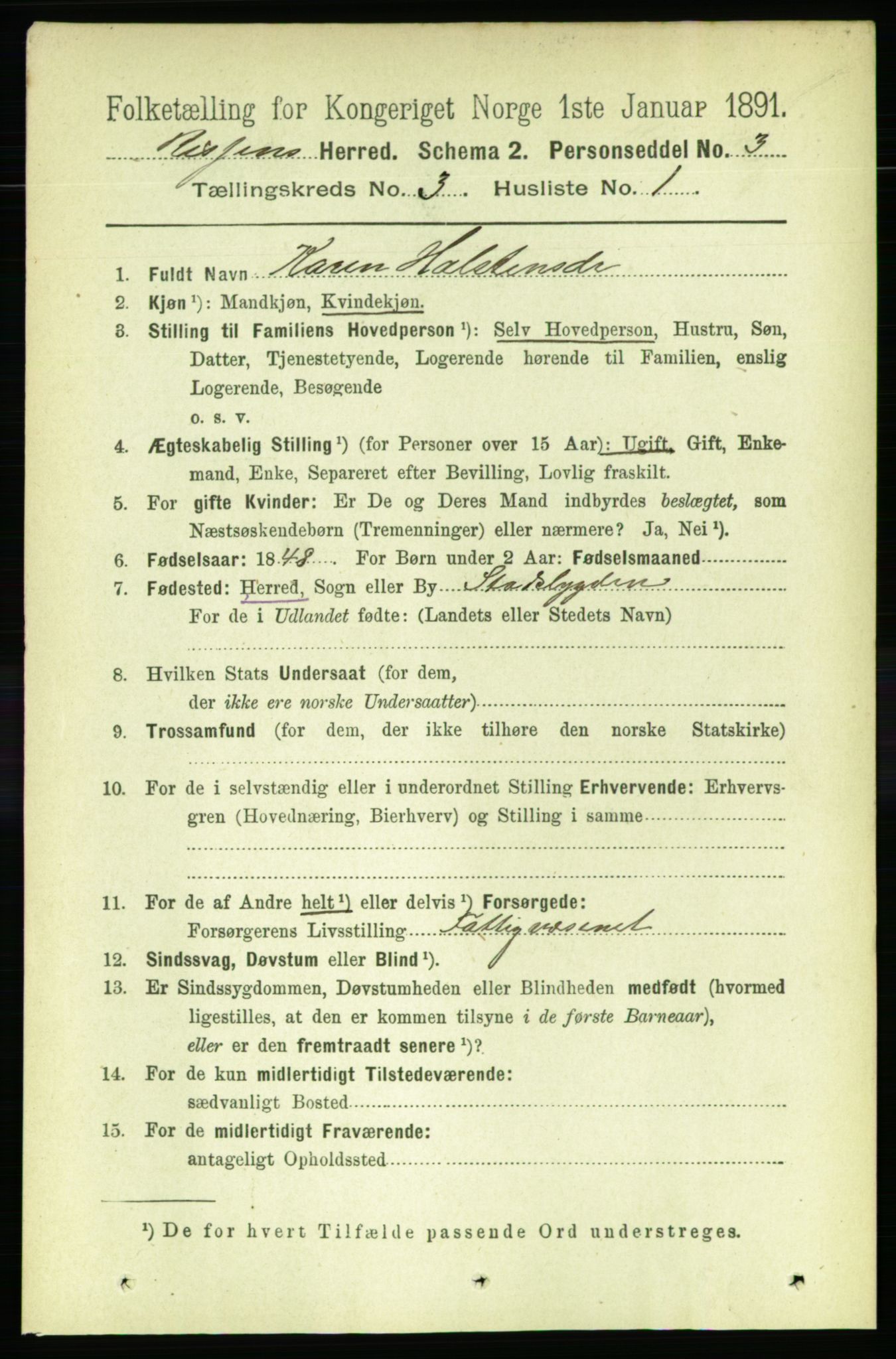 RA, 1891 census for 1624 Rissa, 1891, p. 1589