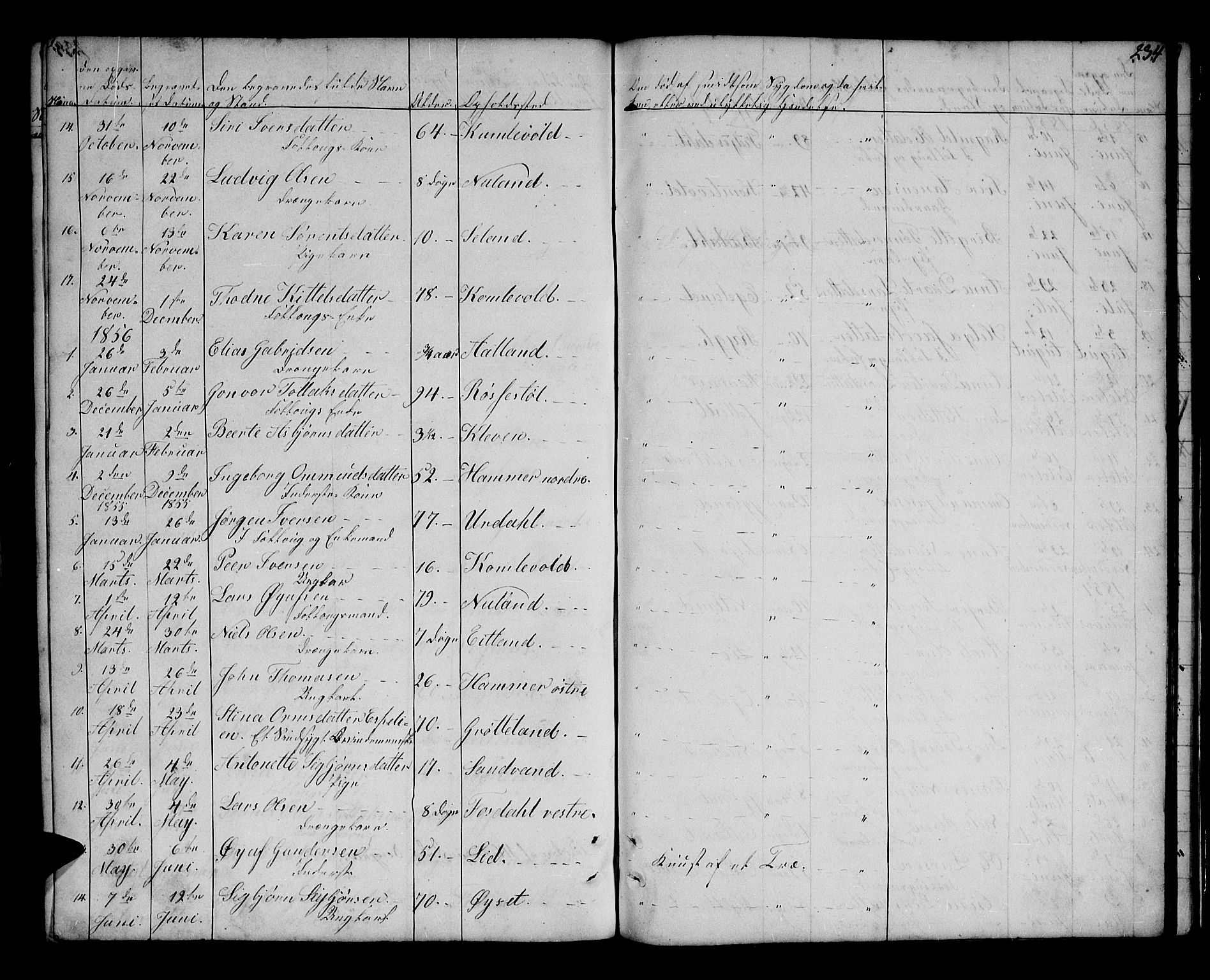 Bakke sokneprestkontor, SAK/1111-0002/F/Fb/Fbb/L0002: Parish register (copy) no. B 2, 1849-1878, p. 234