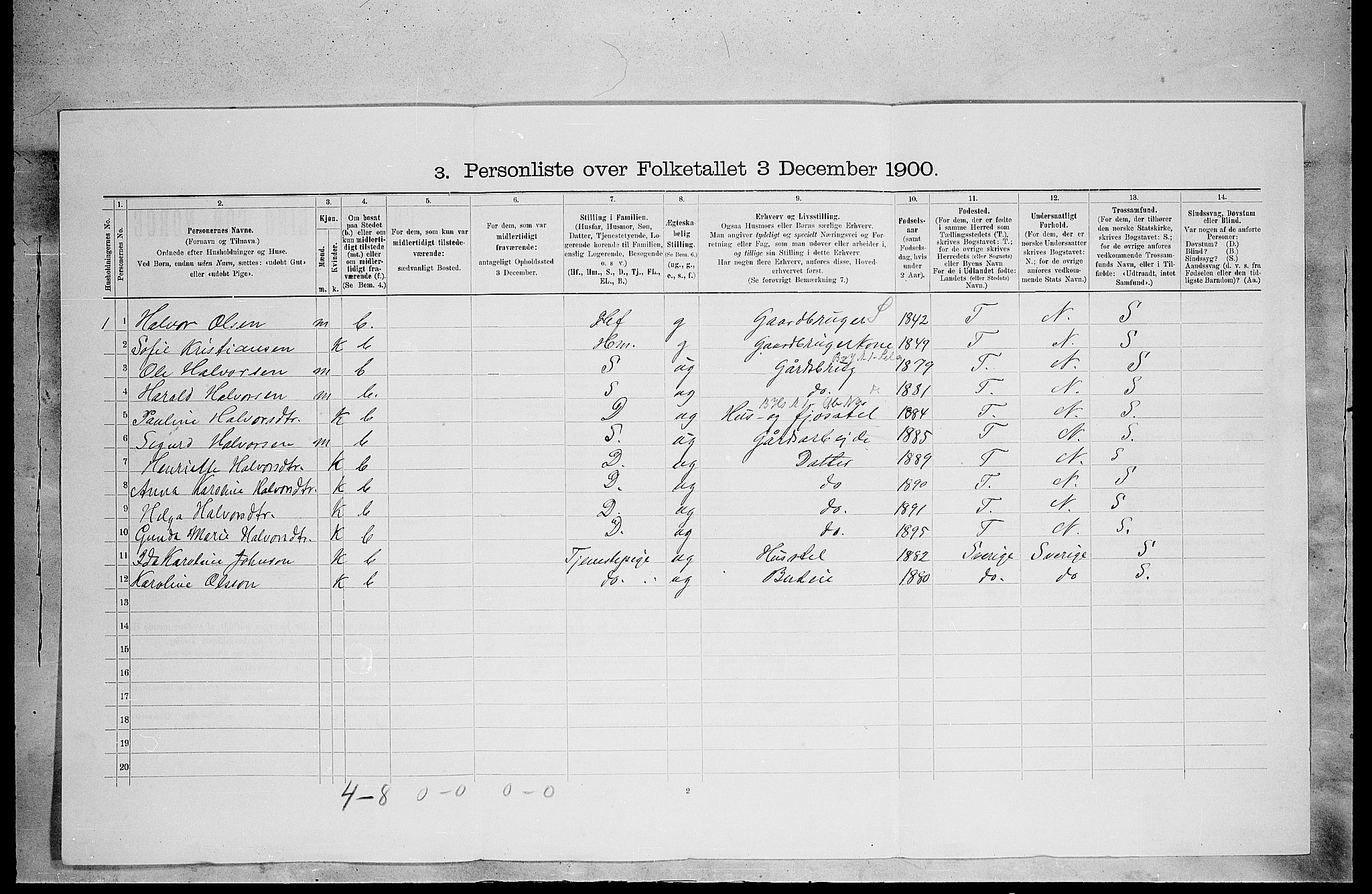 SAH, 1900 census for Grue, 1900, p. 514