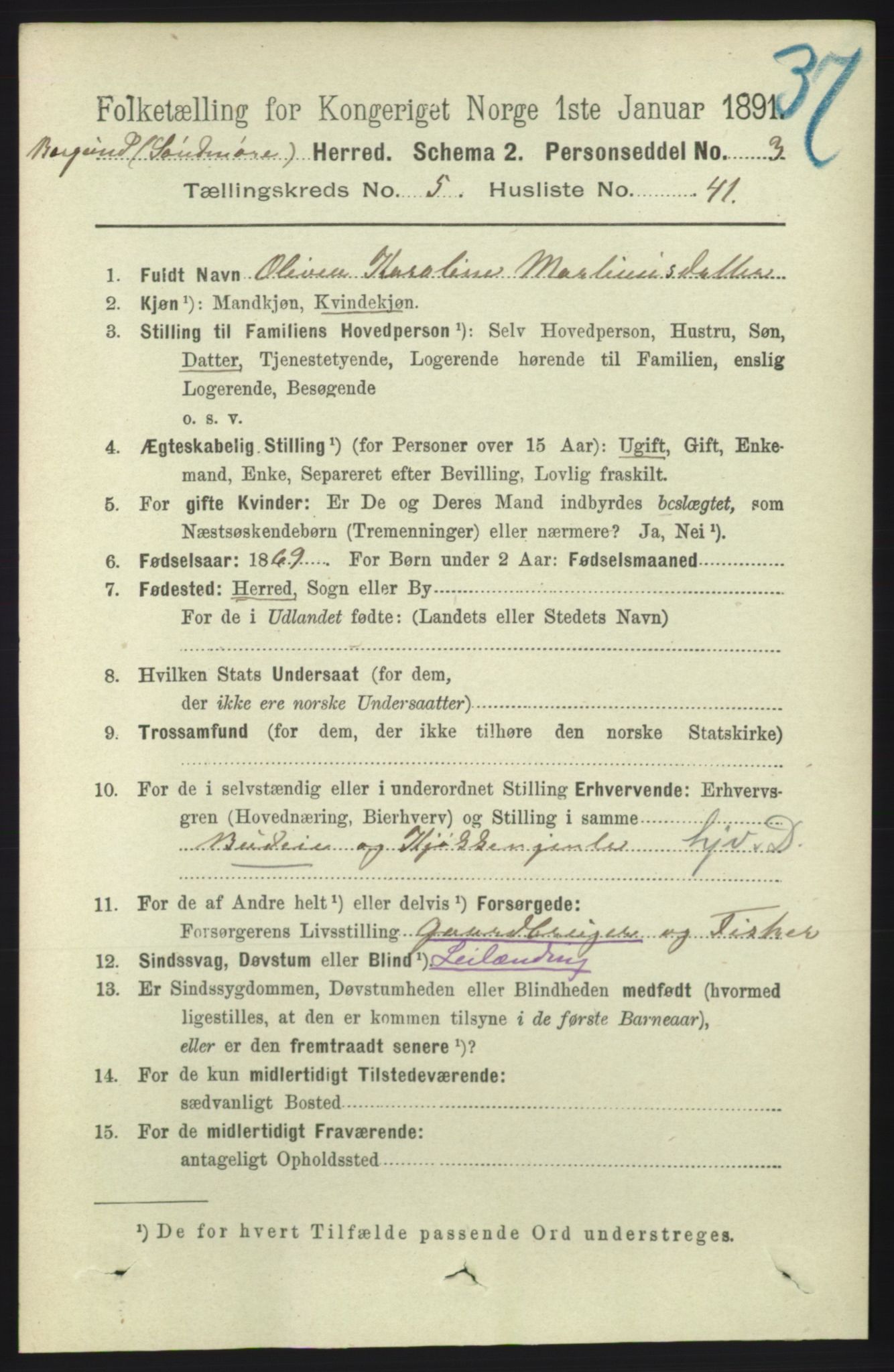 RA, 1891 census for 1531 Borgund, 1891, p. 1522